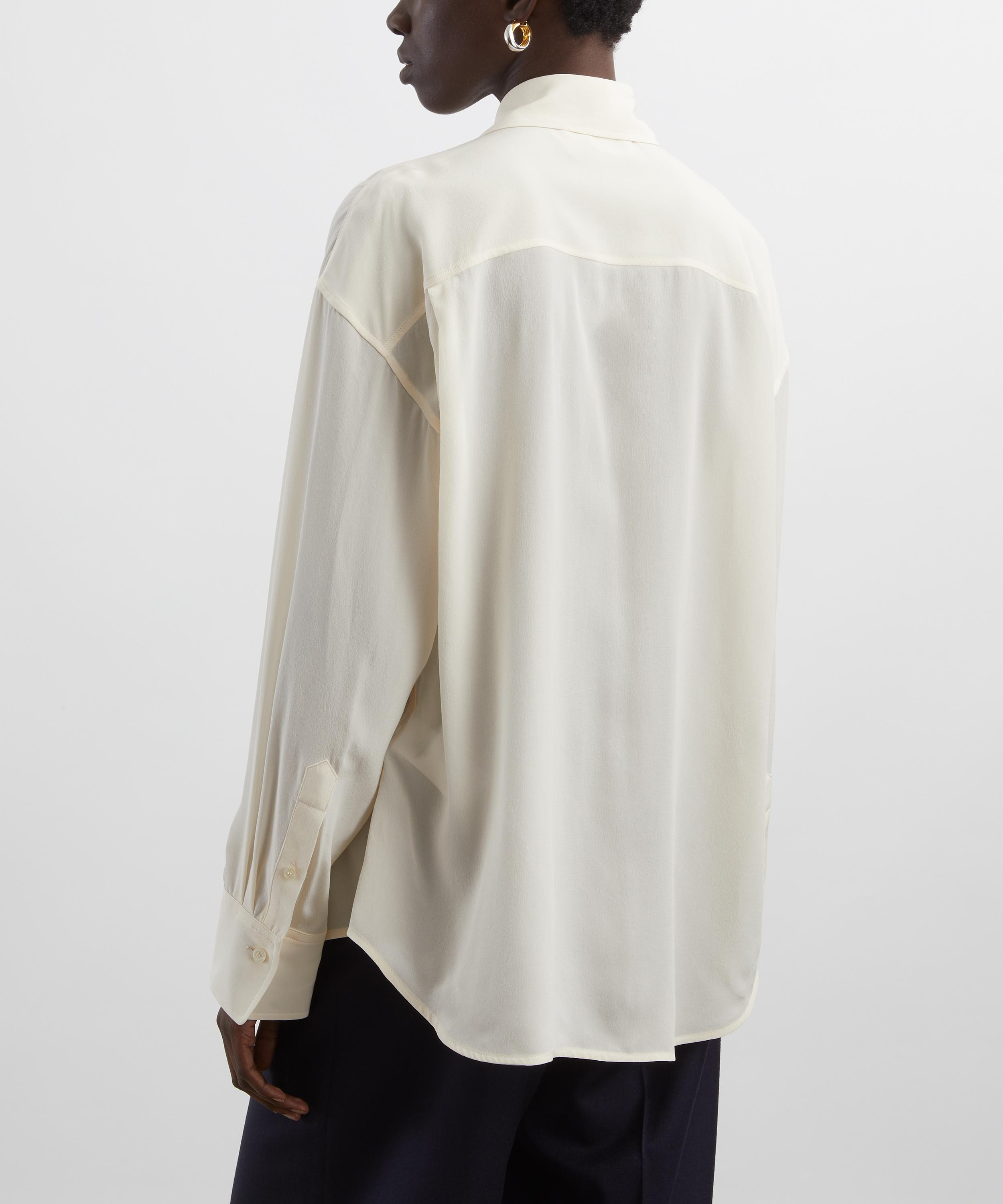 Ivory Pintuck Pleated Silk Blouse - 4