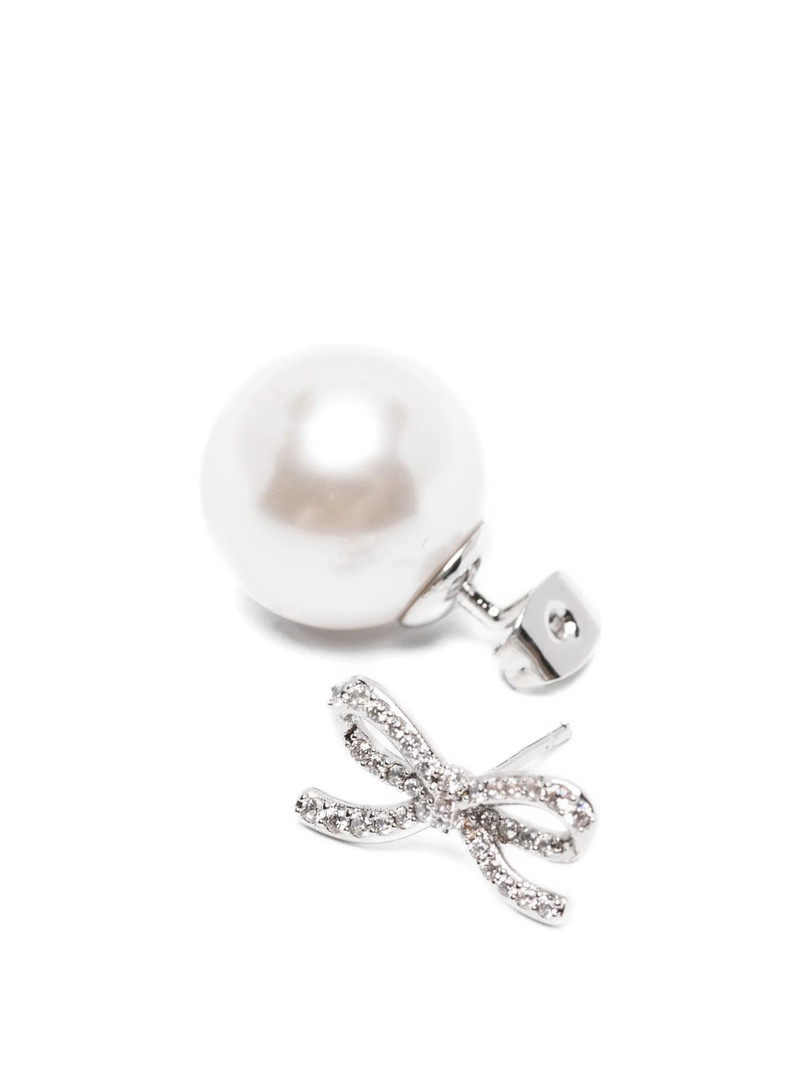 self-portrait Self-portrait Crystal-embellished Bow Pearl Earrings outlook