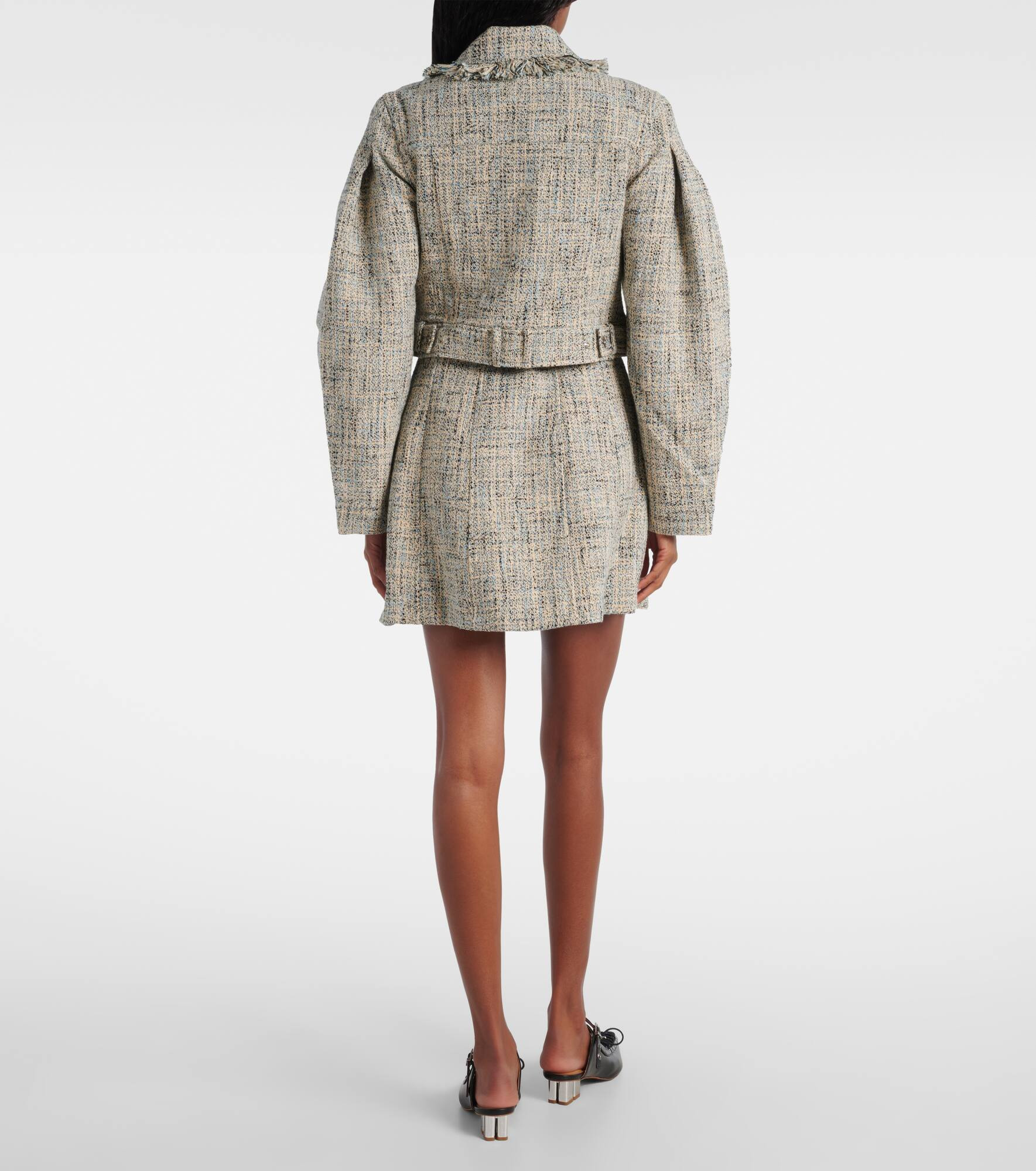 Cropped cotton tweed jacket - 3