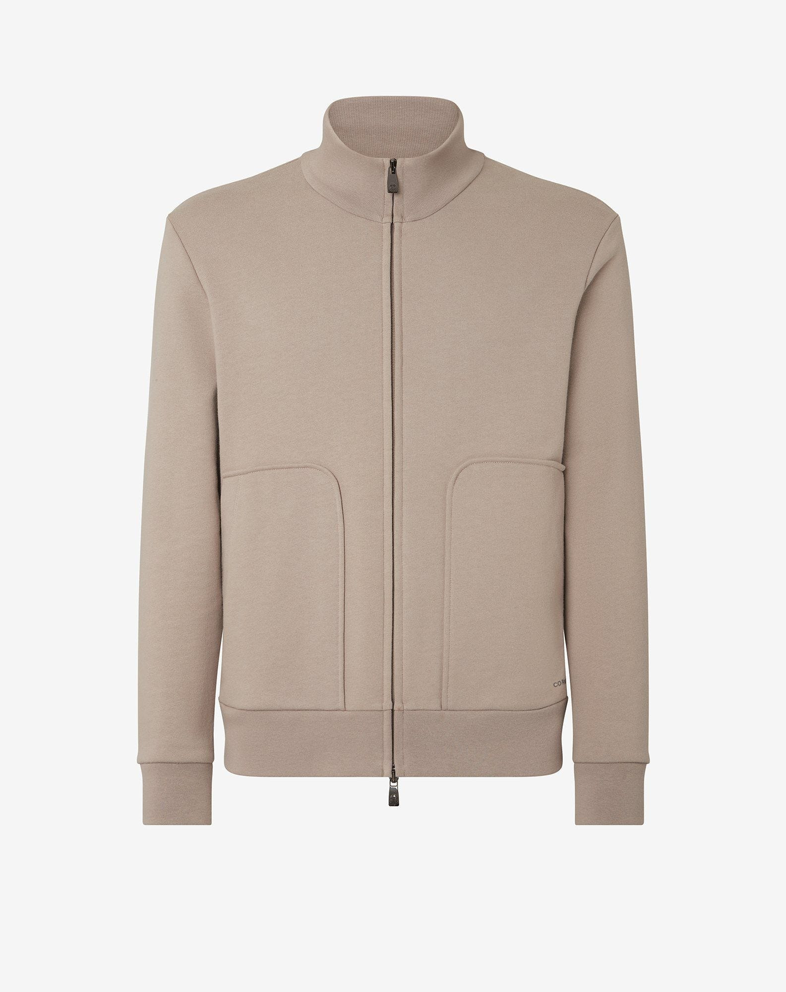 Beige cotton blend full-zip sweatshirt - 1