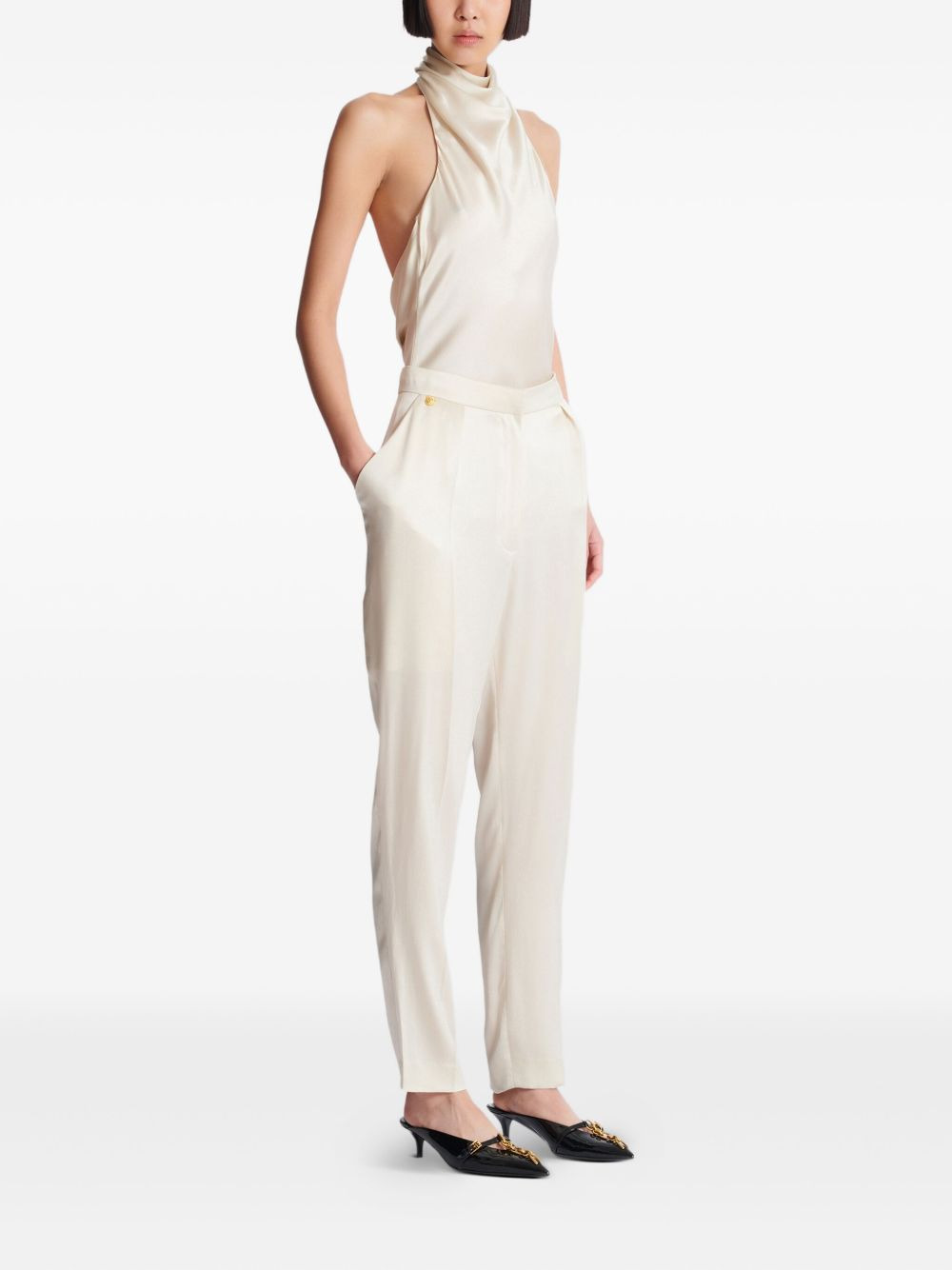 high-waisted silk trousers - 3