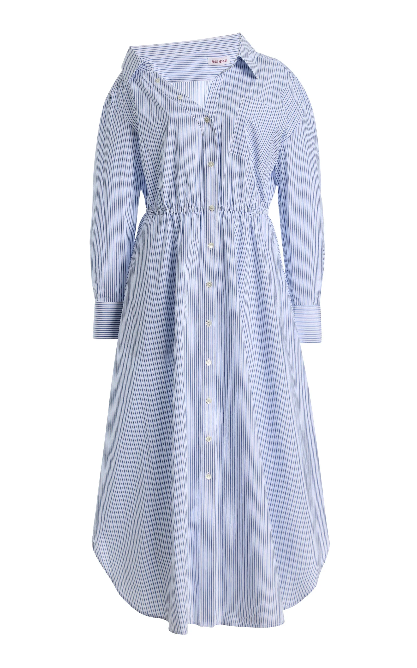 Off-The-Shoulder Cotton Dress stripe - 1
