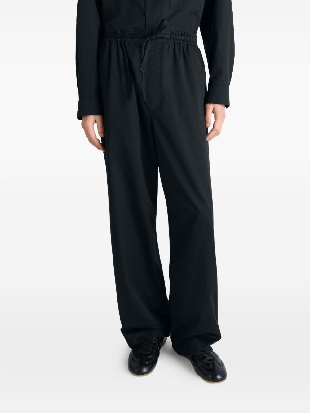 elasticated-waist cotton straight-leg trousers - 3