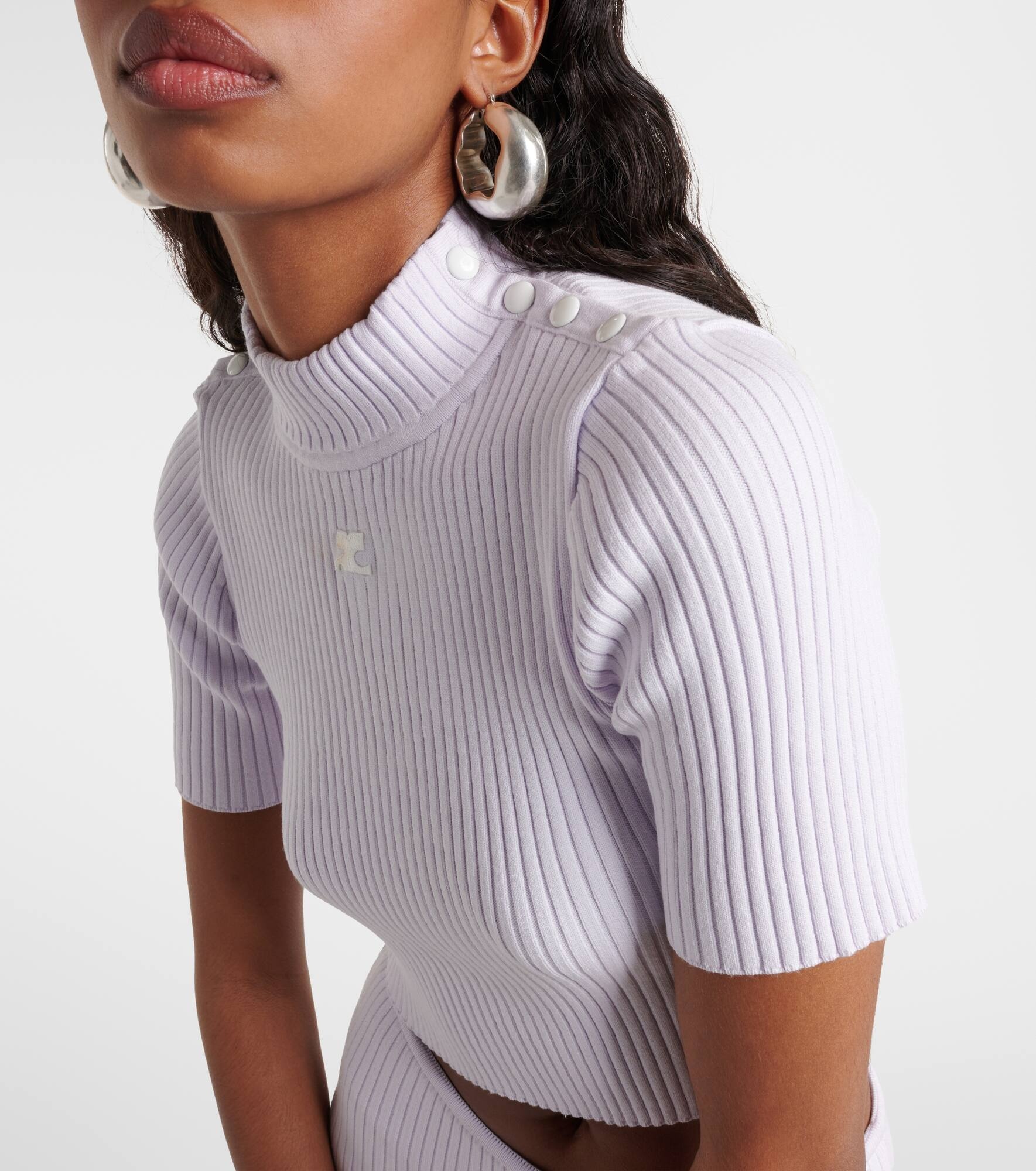 Logo ribbed-knit crop top - 5