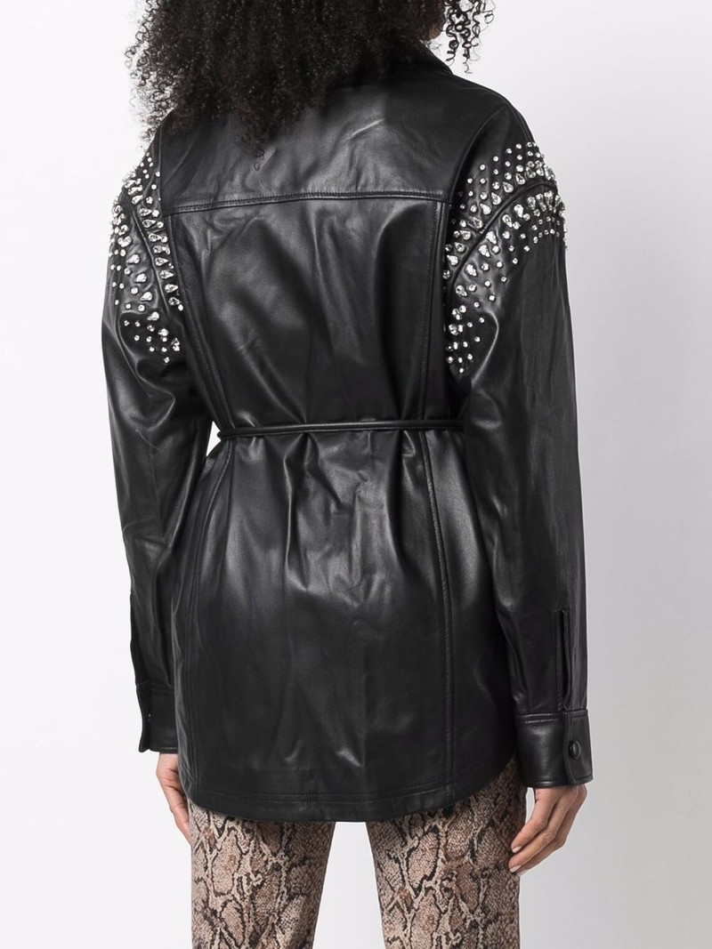 crystal-studded 가죽 셔츠 4