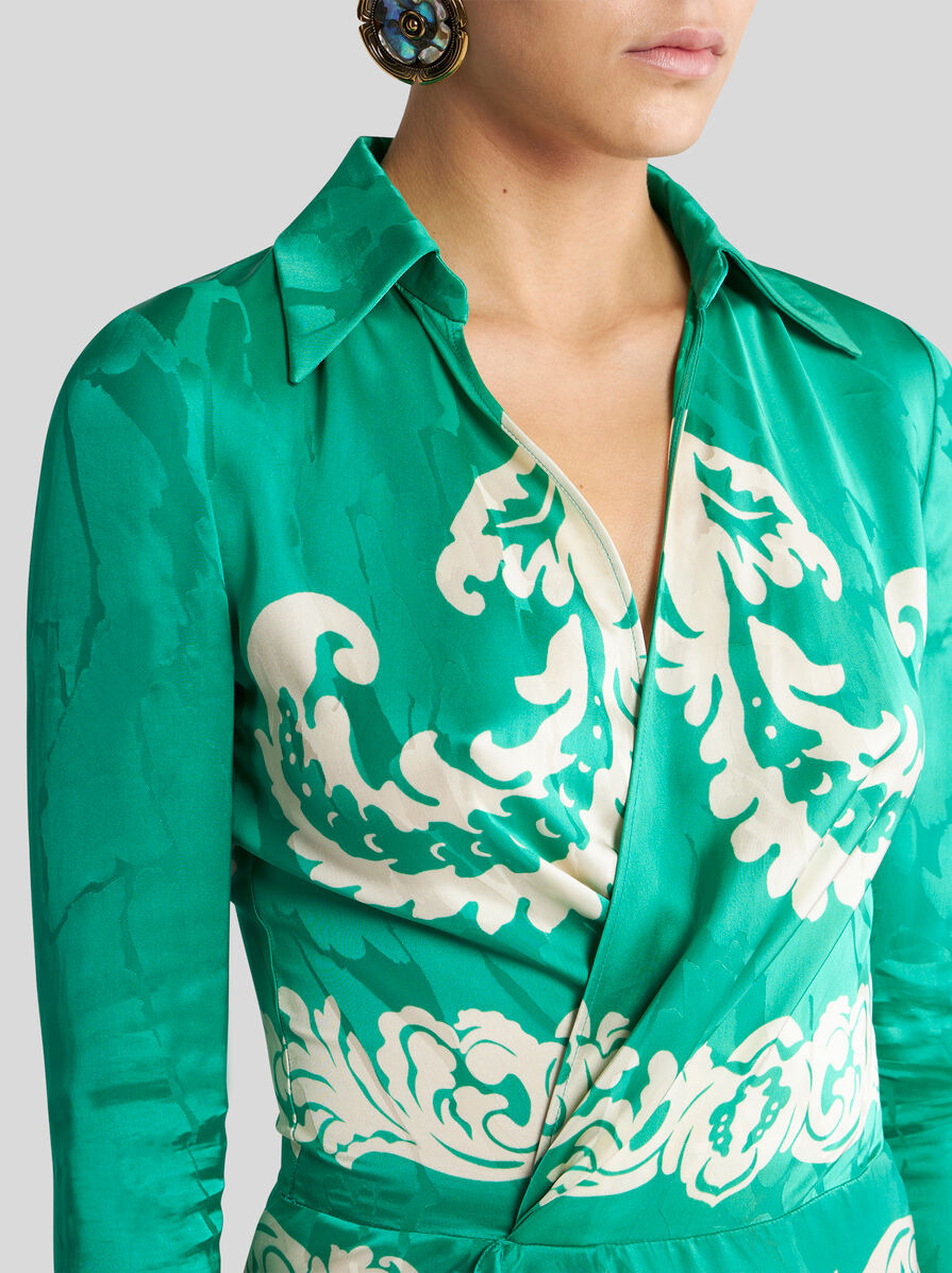 WRAP DRESS WITH STENCIL FLORAL PRINT - 2