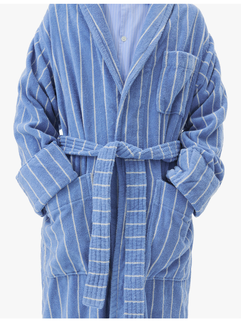 Striped shawl-collar organic-cotton robe - 2