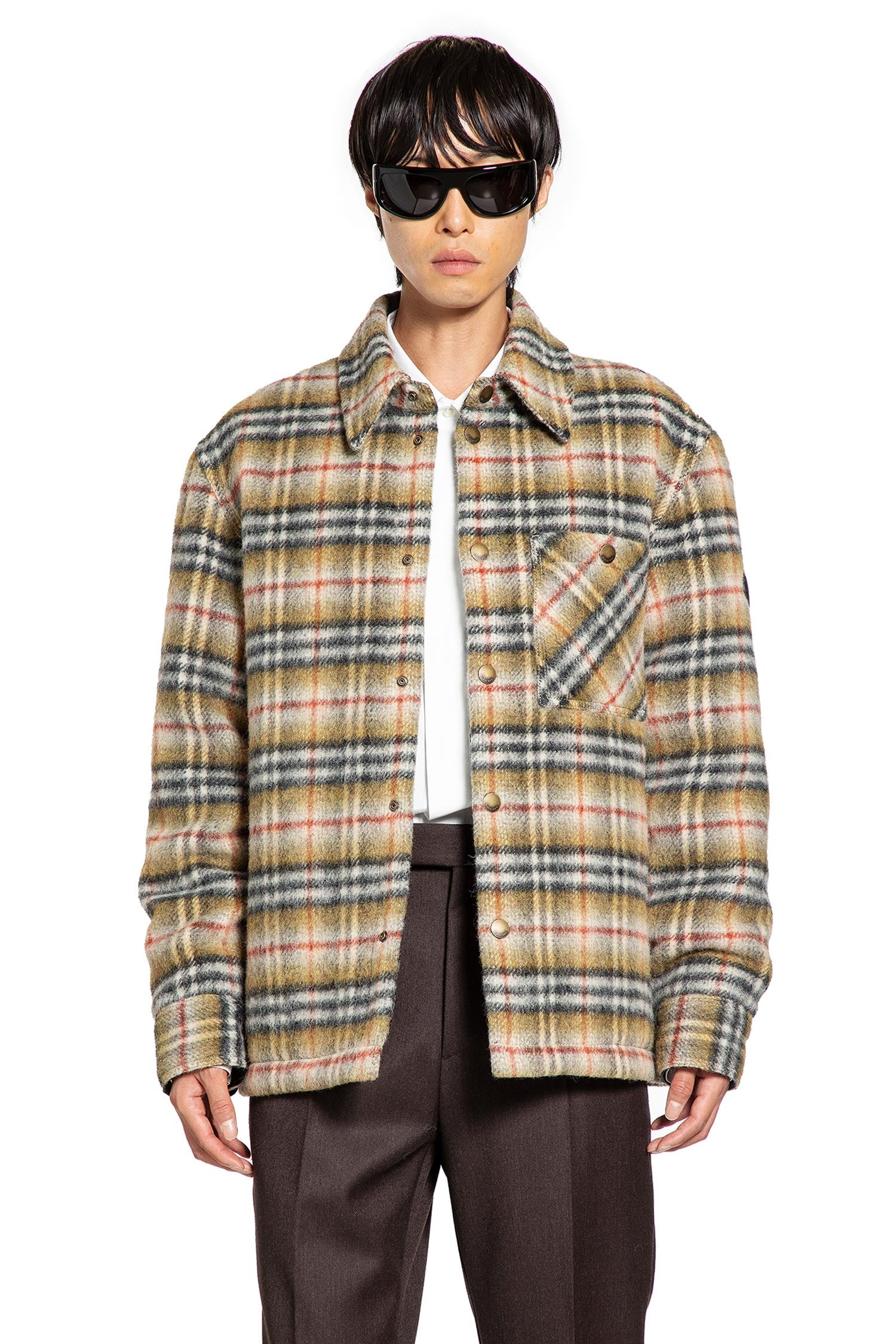 Check Wool Reversible Overshirt - 8