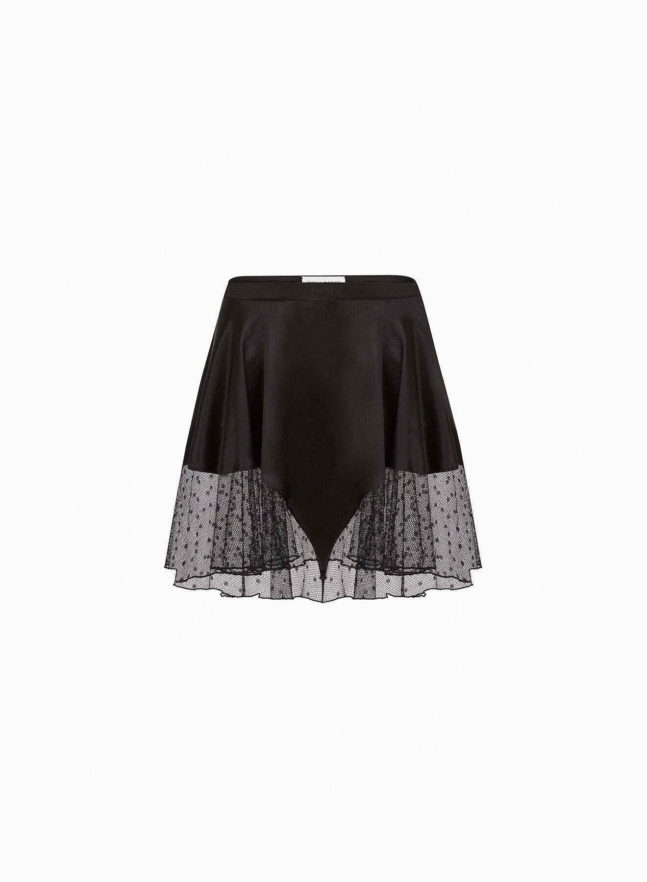 Black Mini Satin Skirt - 5