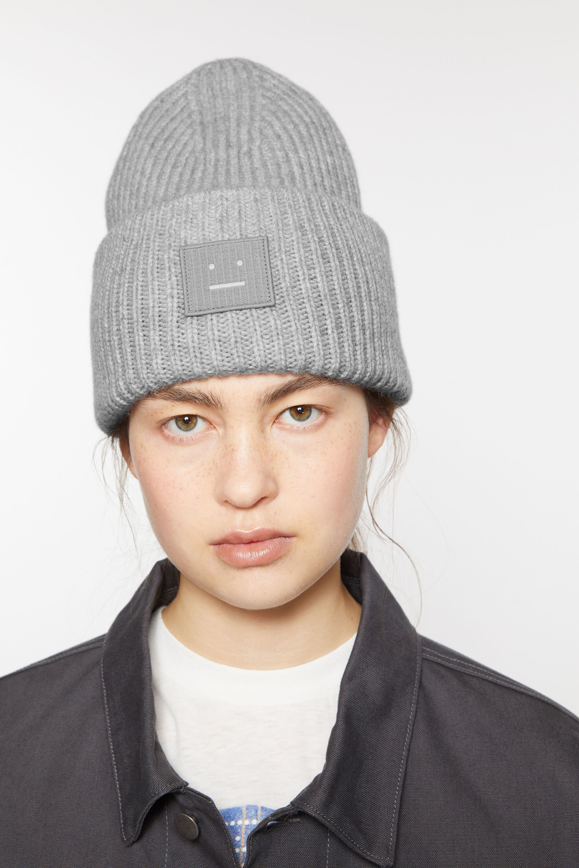 Large face logo beanie - Light Grey Melange - 2