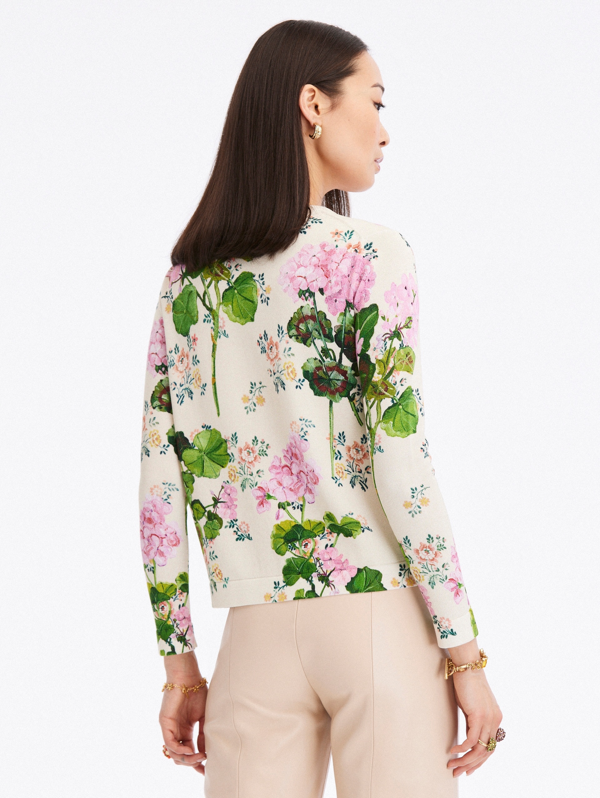 GERANIUM WALL PAPER PRINTED CARDIGAN - 3
