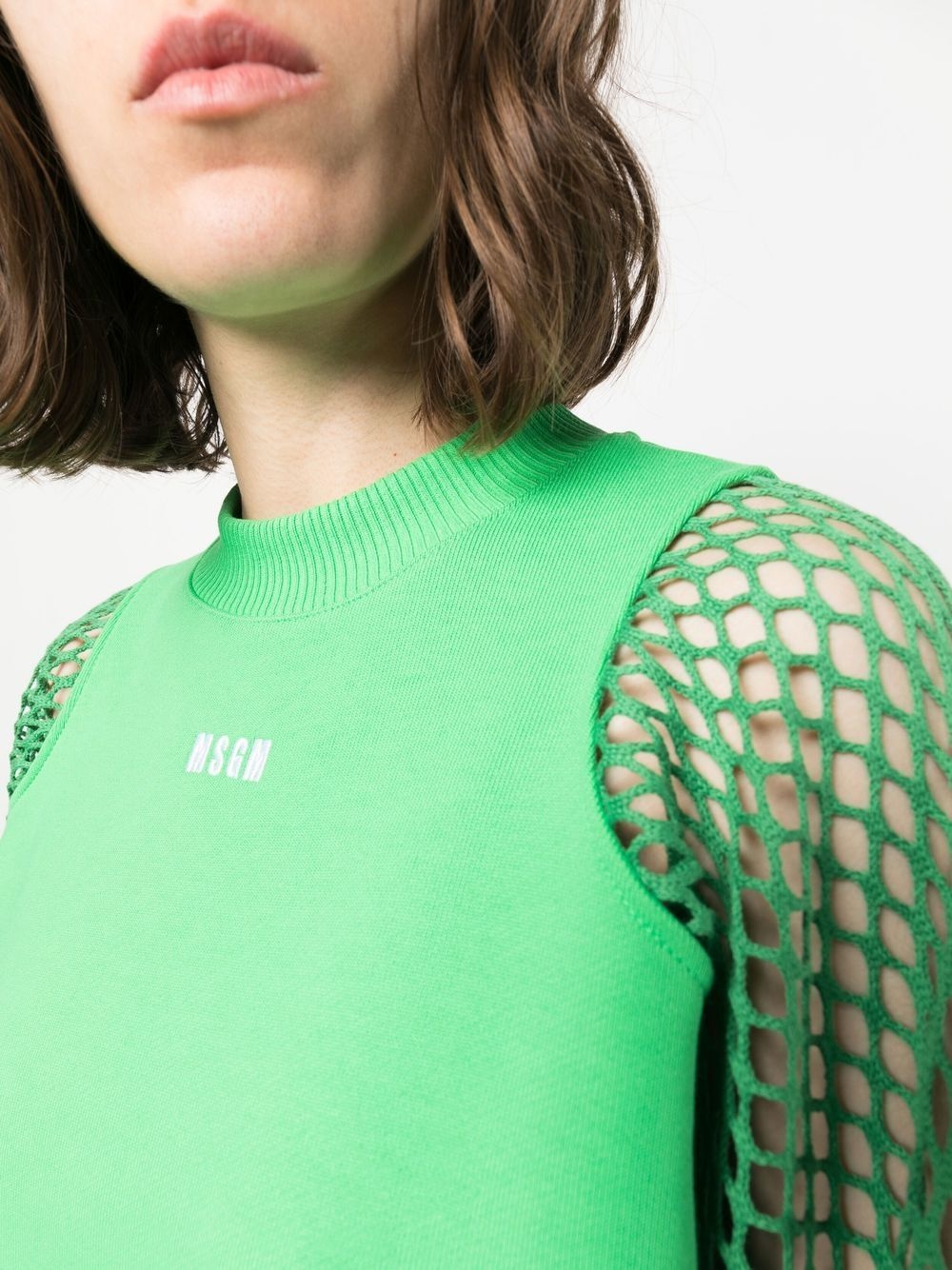 mesh-detail crew neck sweatshirt - 5