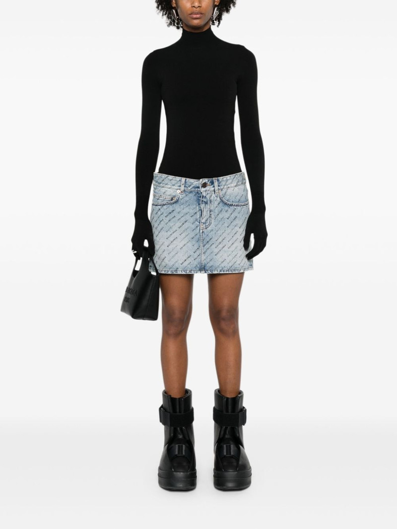 BALENCIAGA logo-print denim miniskirt outlook