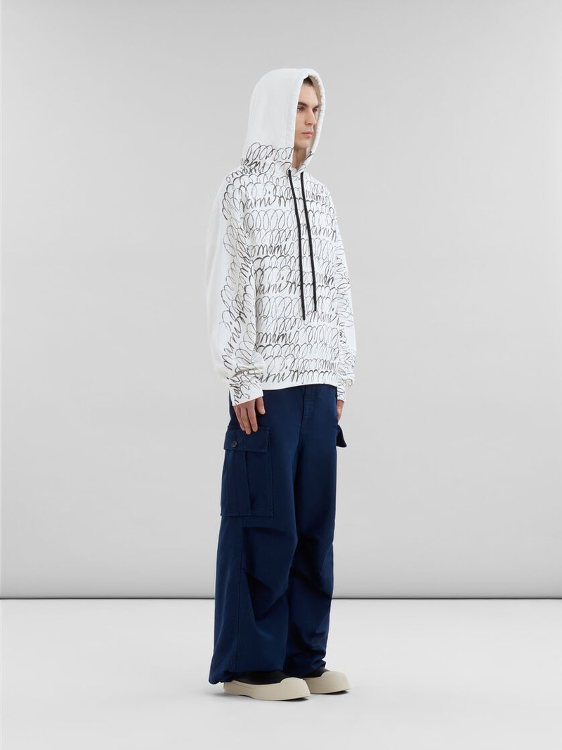 WHITE ORGANIC COTTON HOODIE WITH MARNI SCRIBBLE MOTIF 5