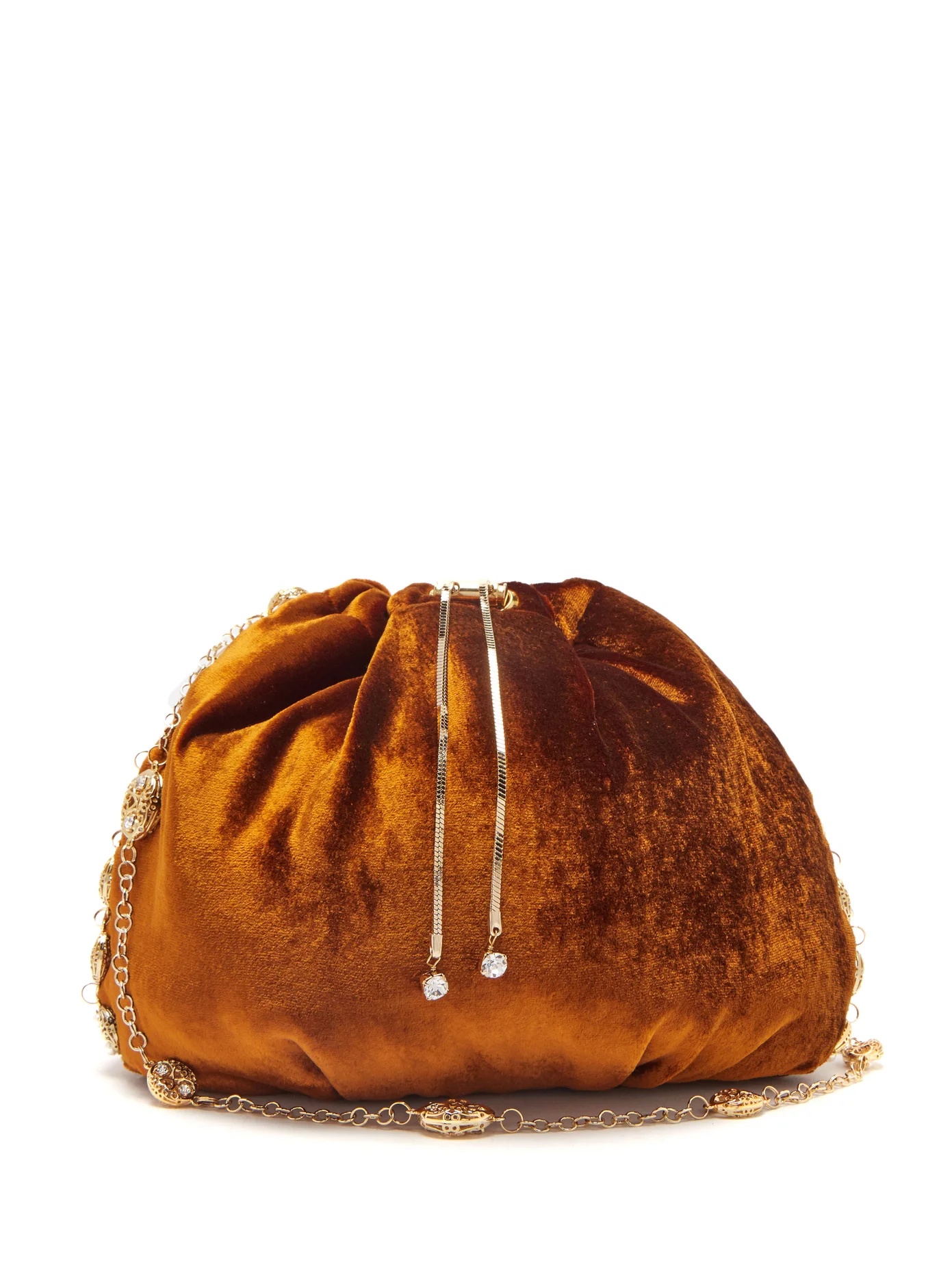 Bisanzio crystal-embellished velvet shoulder bag - 1