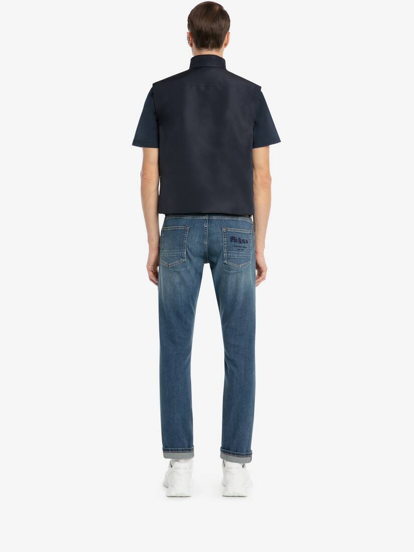 Mcqueen Graffiti Jeans in Washed Blue - 4