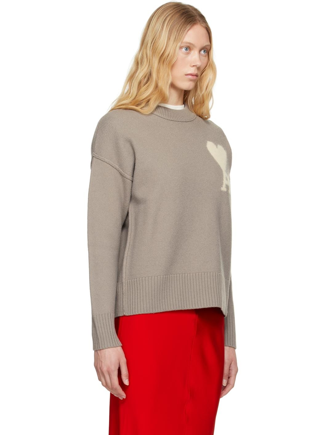 Taupe Wool Ami de Coeur Sweater - 2