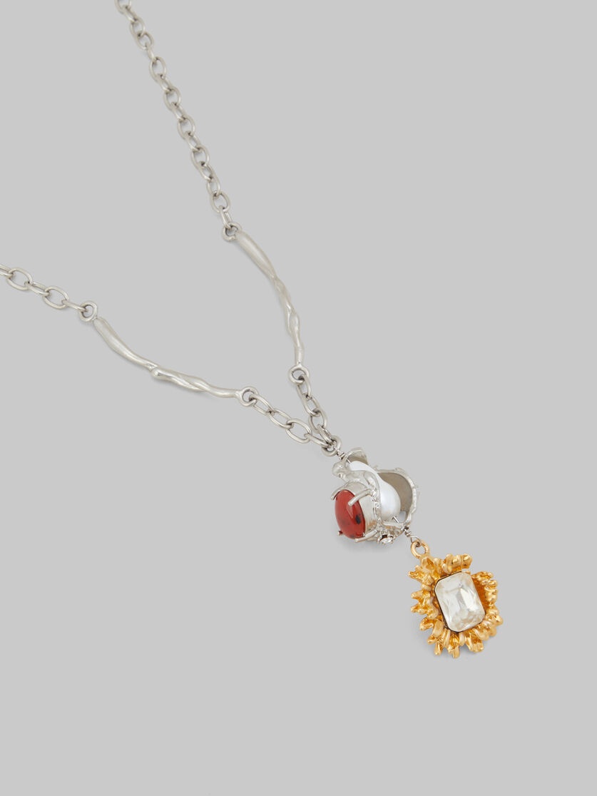 PEARLS AND CRYSTALS FLOWER DELIRIUM CHAIN NECKLACE - 3