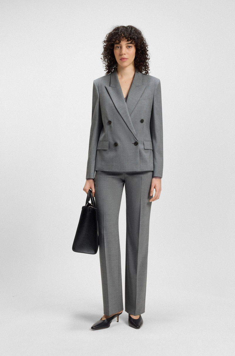 BOSS SLIM-FIT PANTS IN MELANGE VIRGIN WOOL outlook