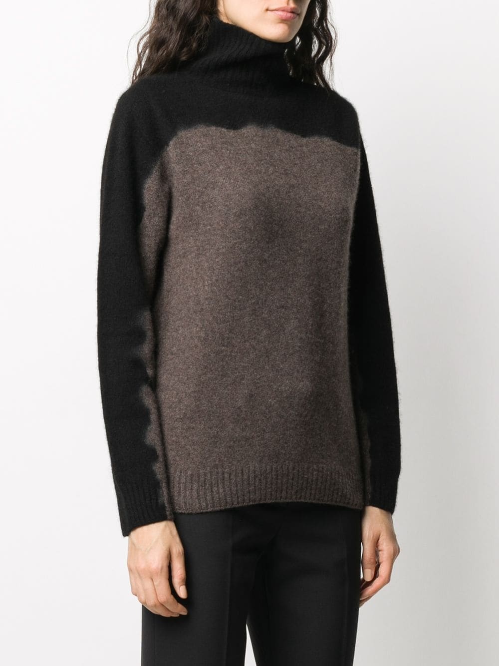 two-tone knit cashmere jumper - 3