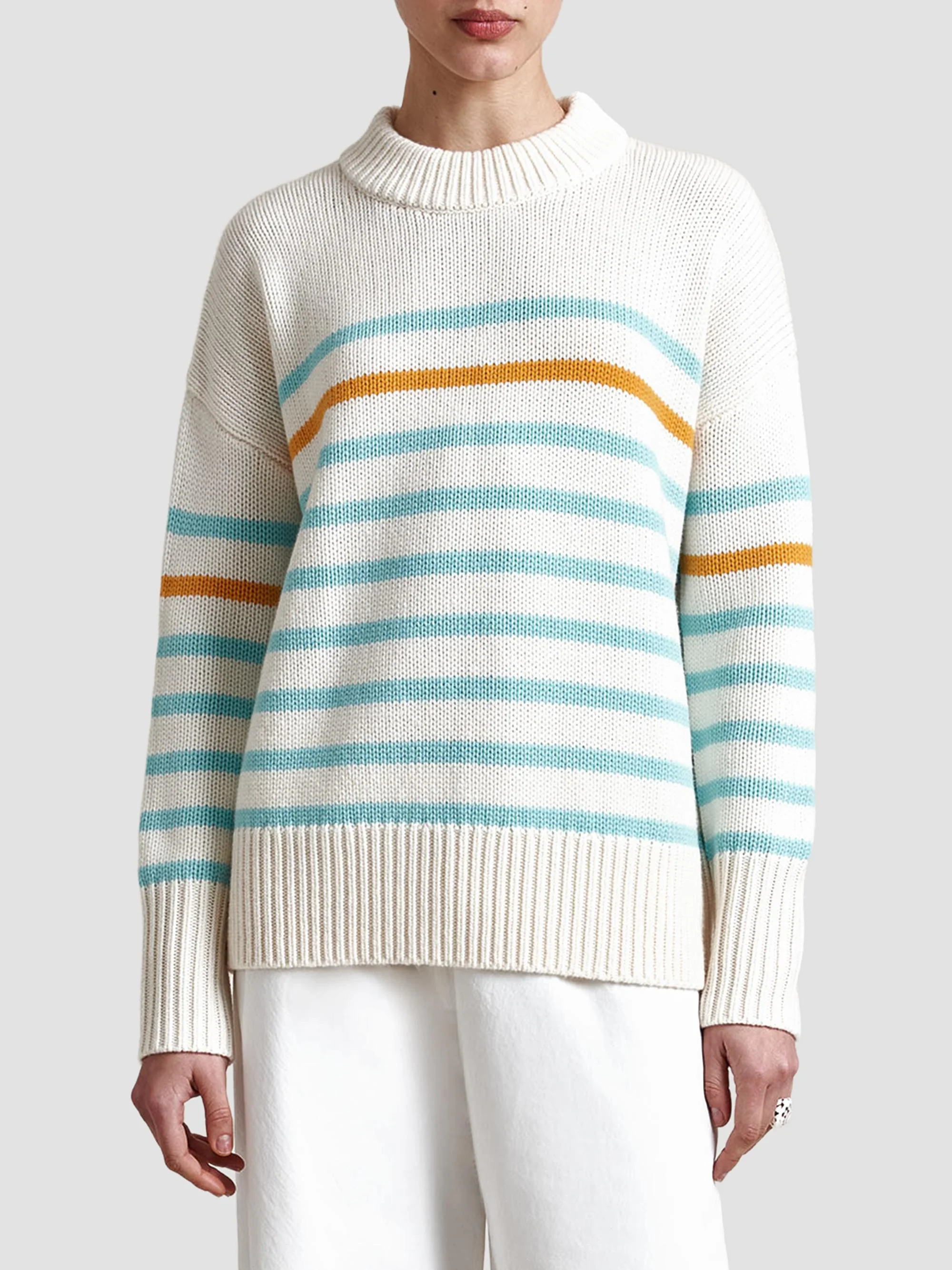 Women's Marin Sweater - Ivory Aqua - 1