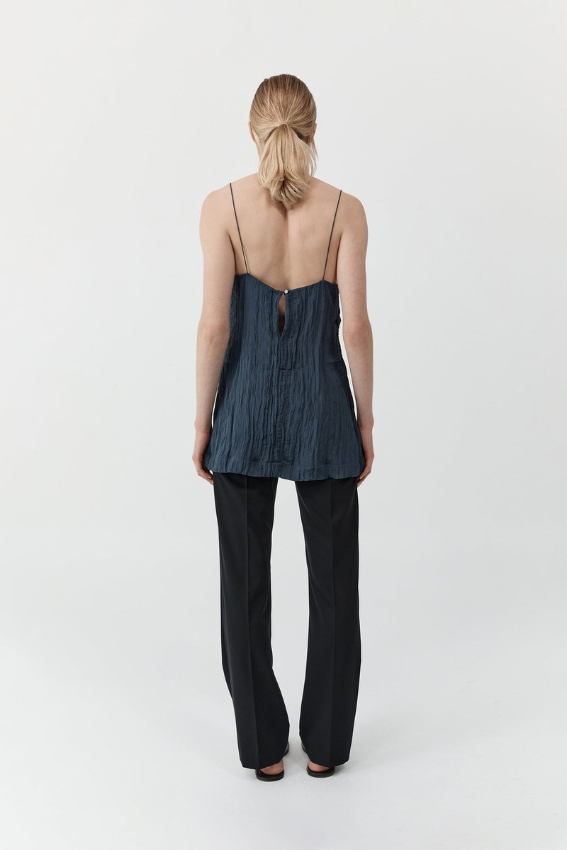 Crinkle Square Neck Mini Dress - Ink 4
