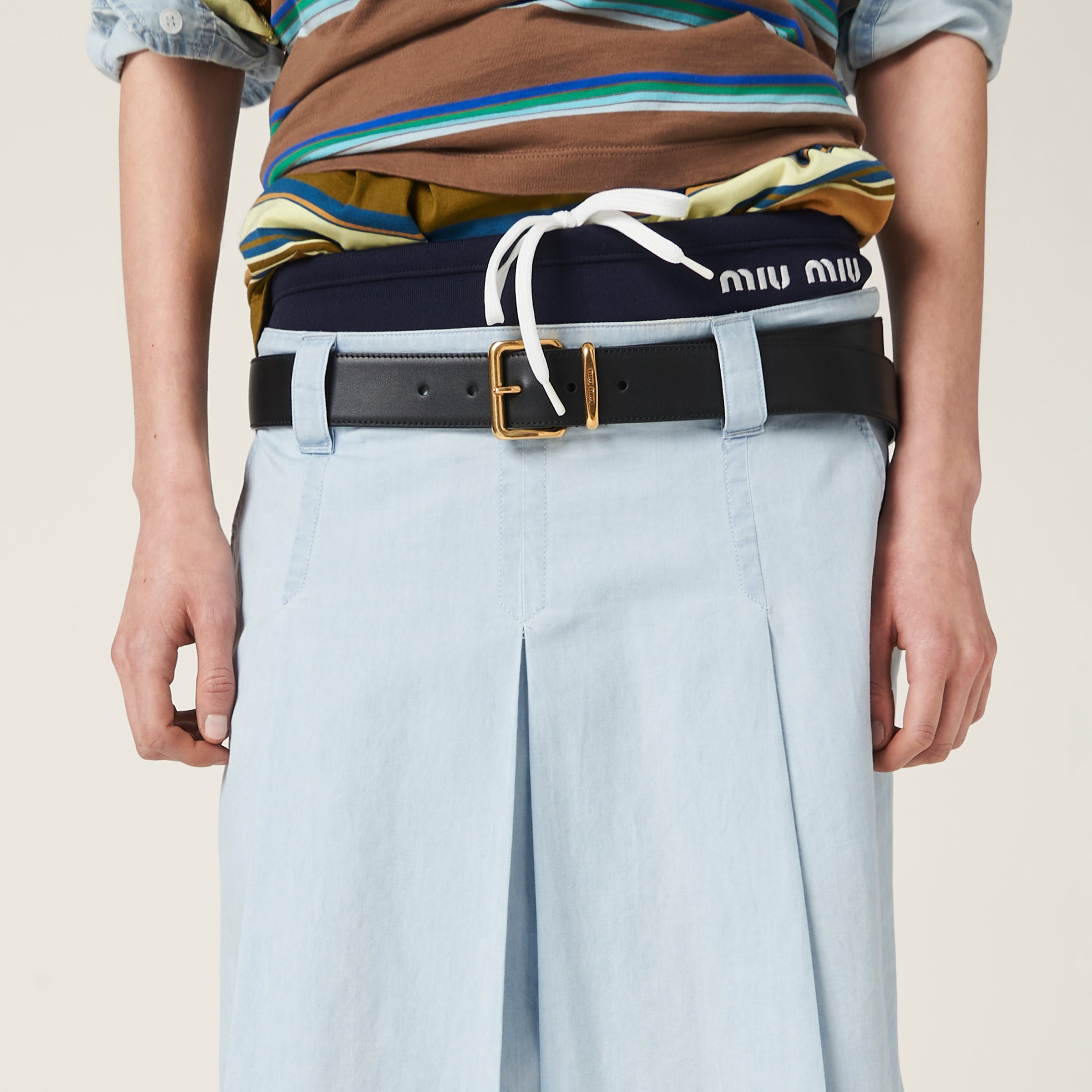 Pleated chambray skirt - 5