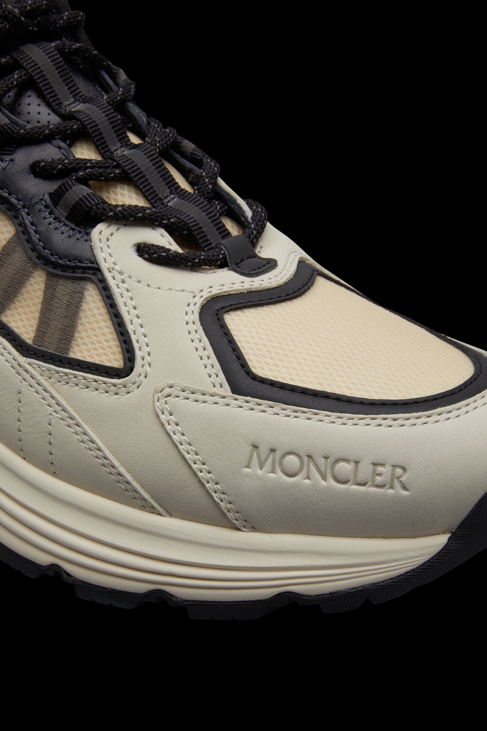 【MONCLER】LITE RUNNER SNEAKERS Moncler - Lite Runner Suede-Trimmed Perforated Leather