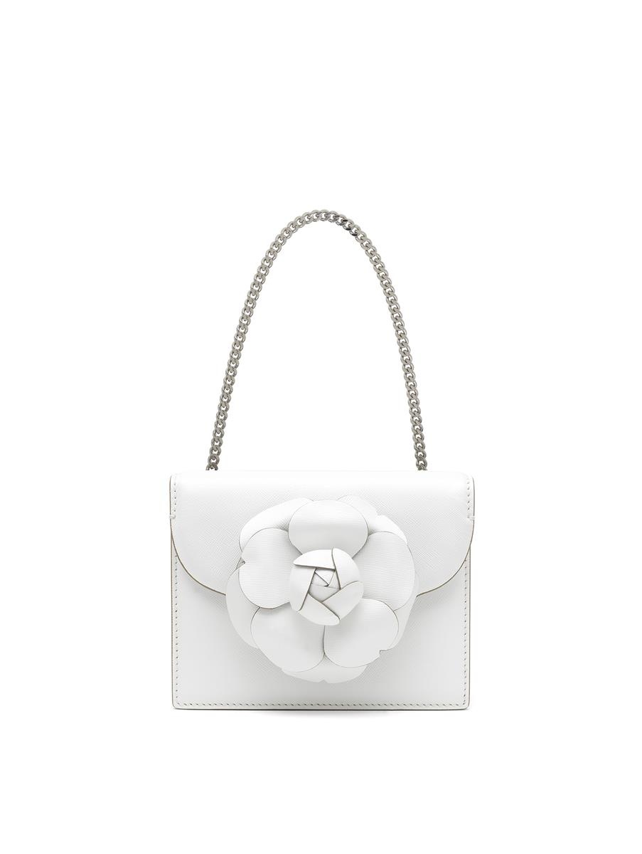 WHITE LEATHER MINI TRO BAG - 3