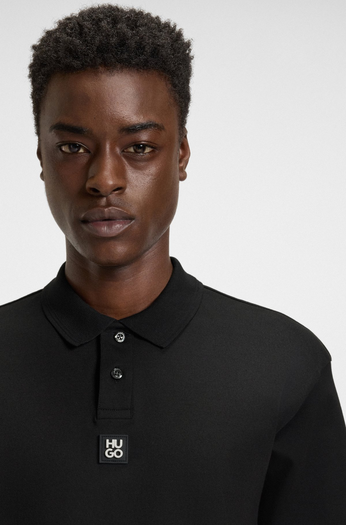 INTERLOCK-COTTON POLO SHIRT WITH STACKED LOGO - 3
