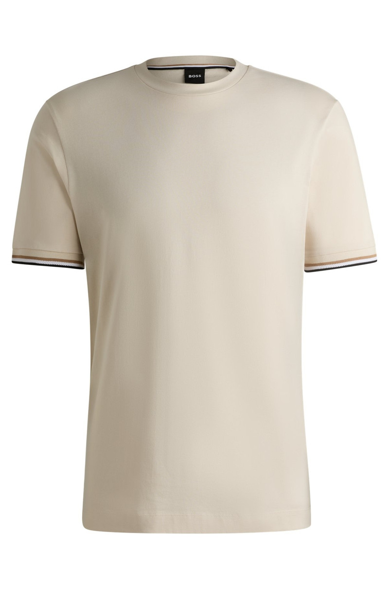 COTTON-JERSEY T-SHIRT WITH SIGNATURE-STRIPE CUFFS - 1