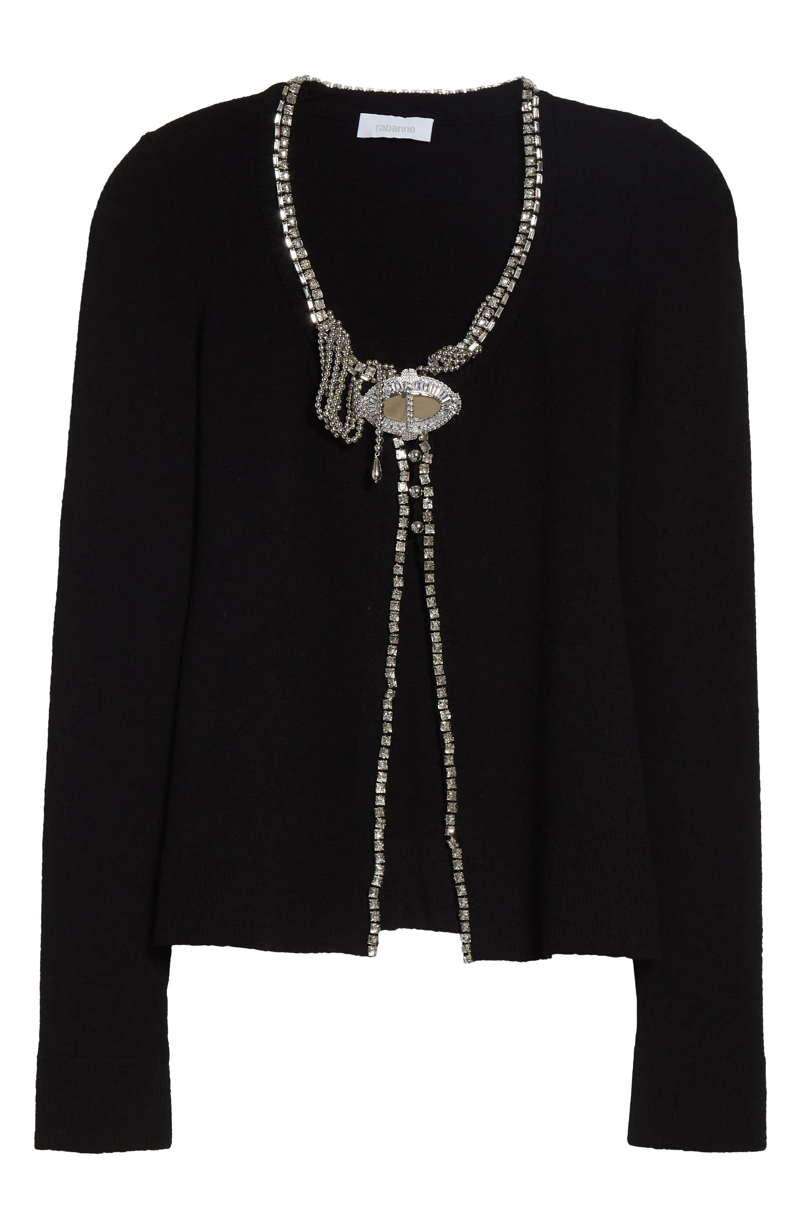 Rabanne Embellished Cutaway Cardigan in Black at Nordstrom - 1