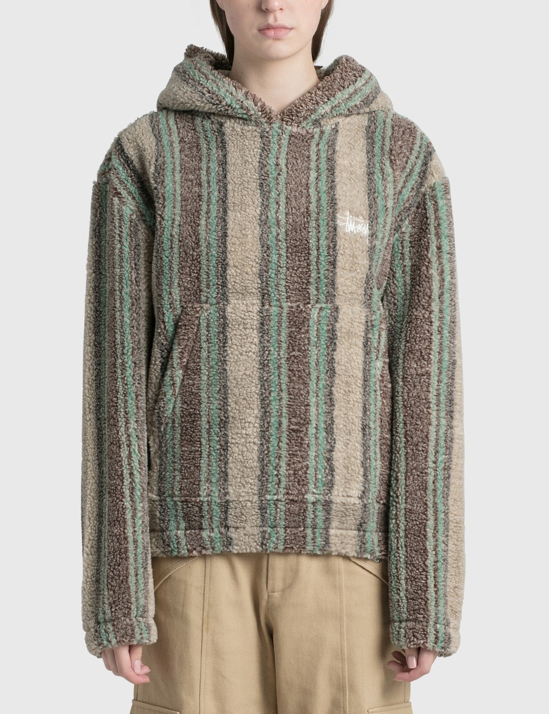 STRIPE SHERPA HOODIE - 1