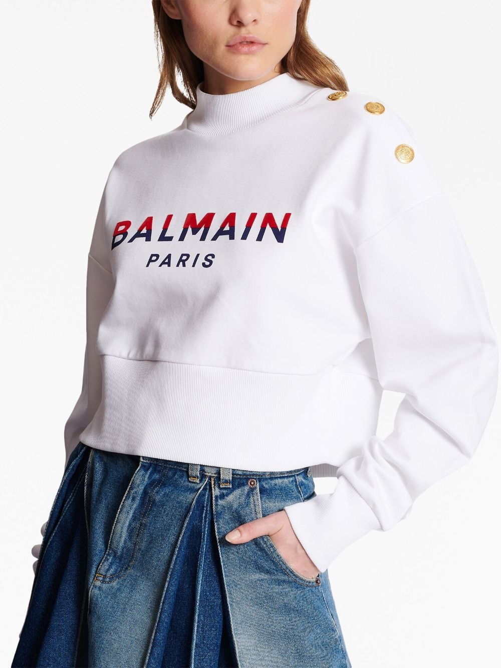 3-Buttons logo-print cotton sweatshirt - 7