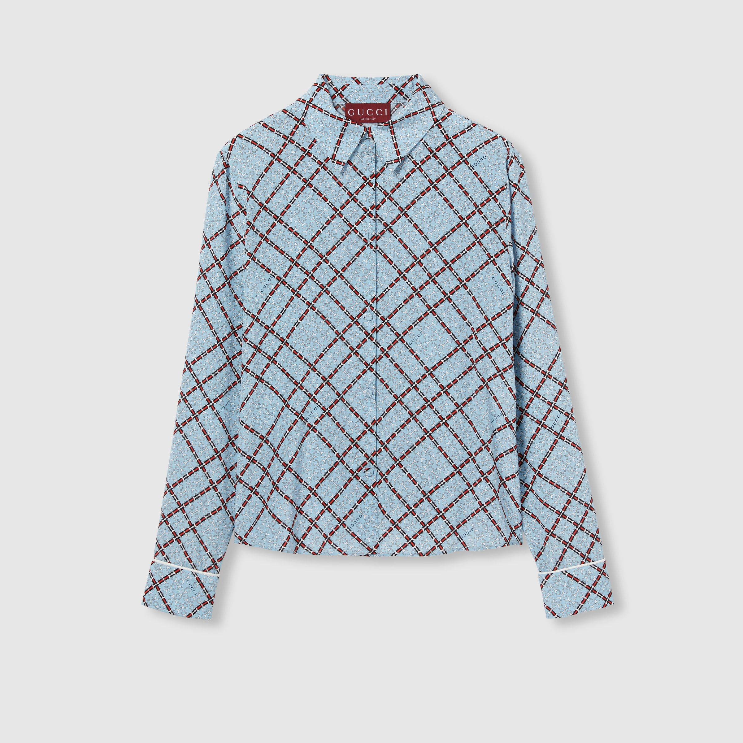 Printed silk crêpe de chine shirt - 1