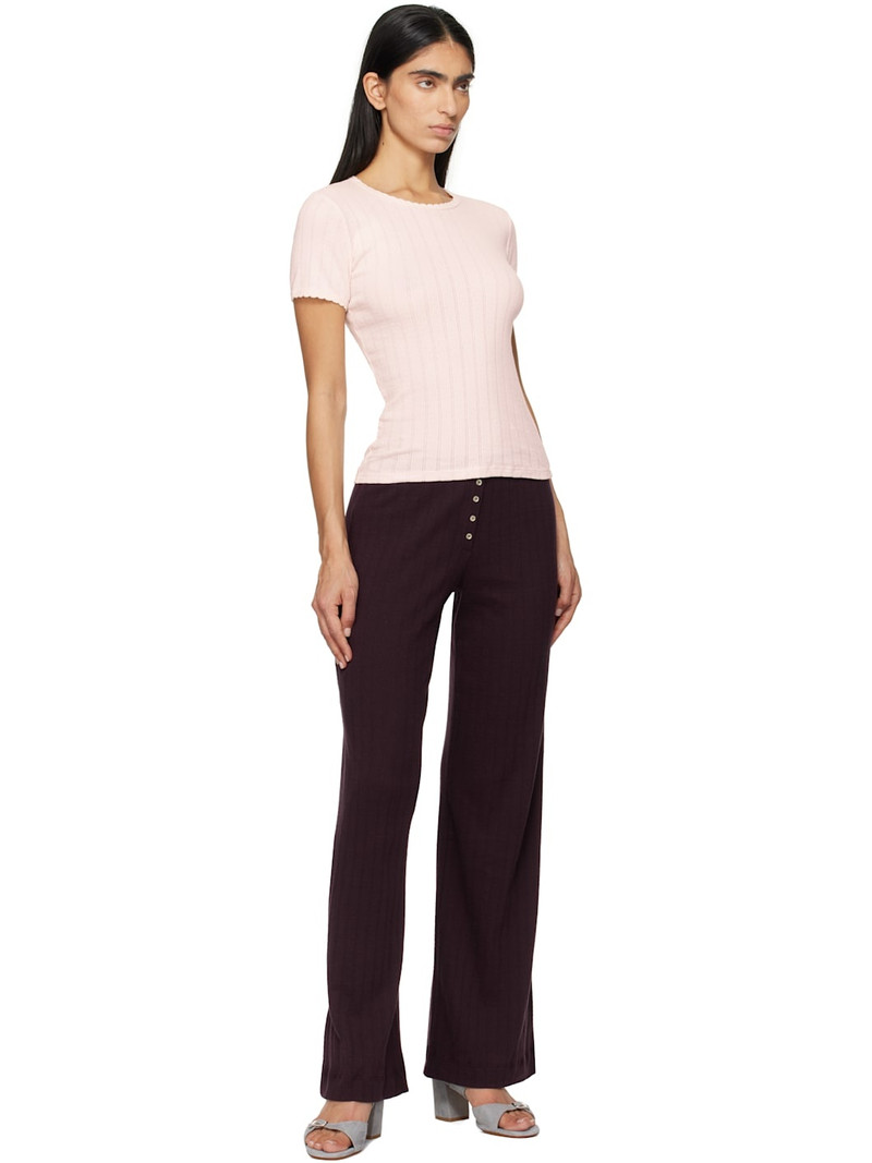 LESET Pink Pointelle Slim Fit T-shirt outlook