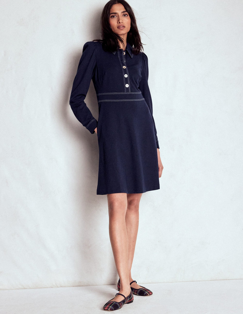 Nicolette Long Sleeve Dress-Navy 6