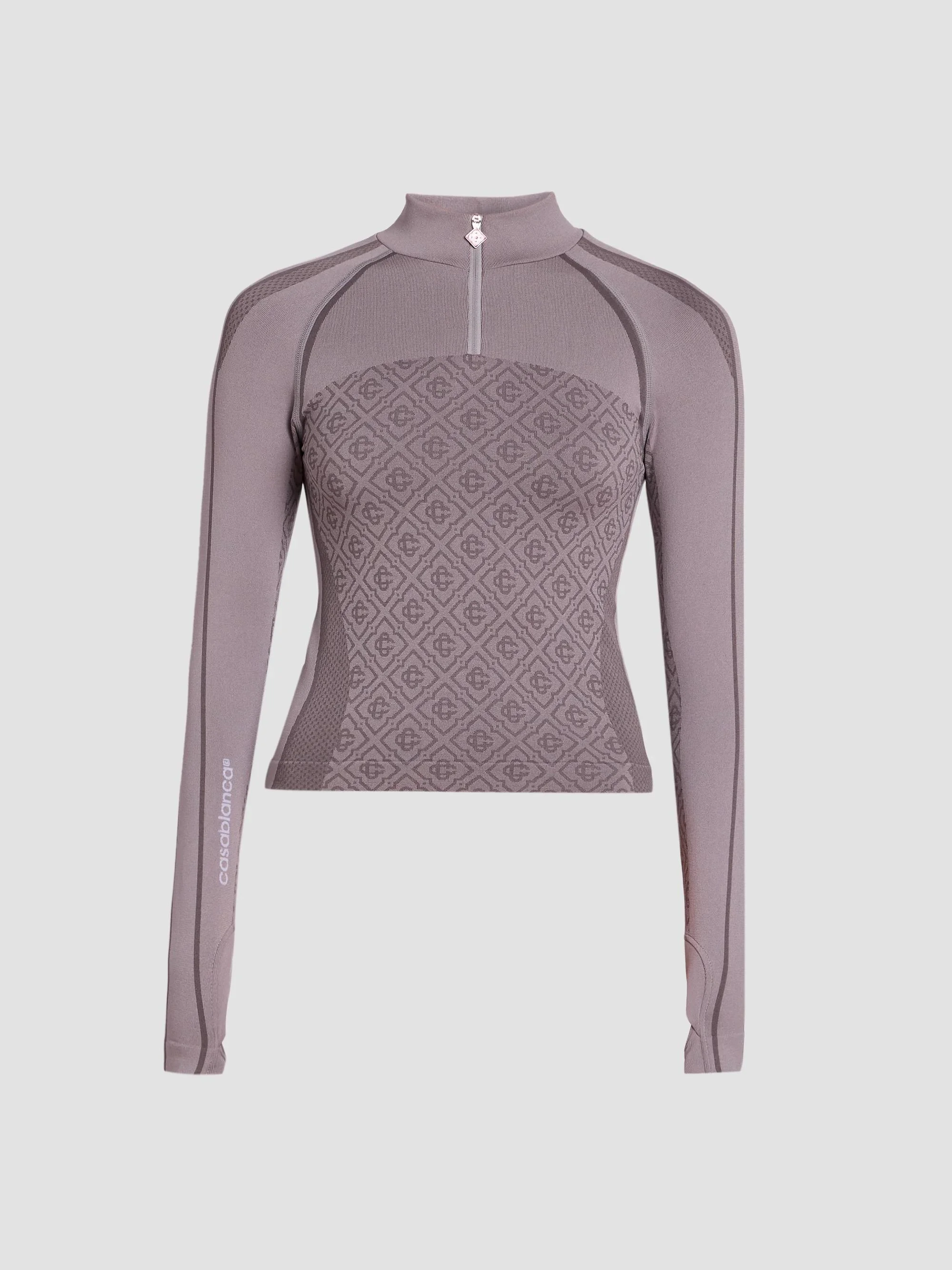 Women's Seamless Monogram Zip Top - Grey - 1