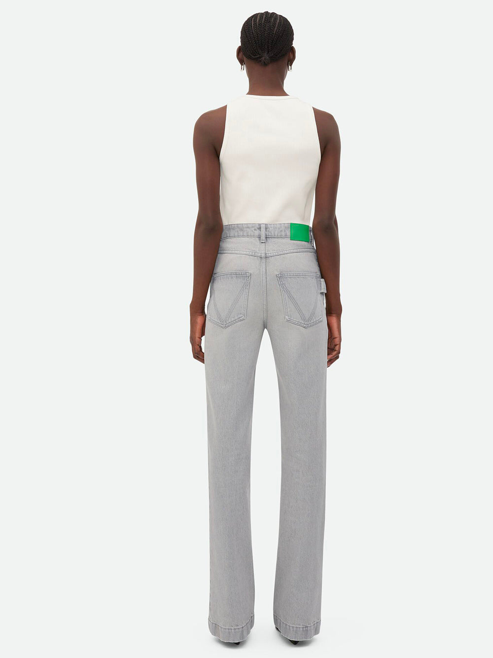 Bottega Veneta Women Light Grey Washed Denim Flared Jeans - 4