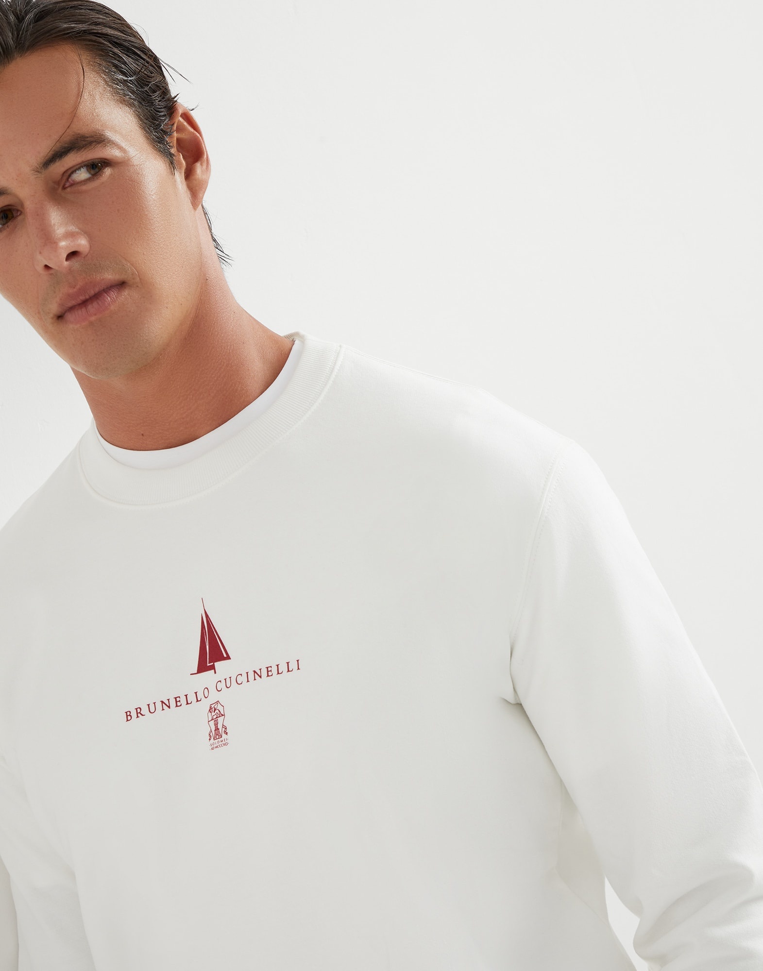 Techno cotton French terry sweatshirt with print - 3