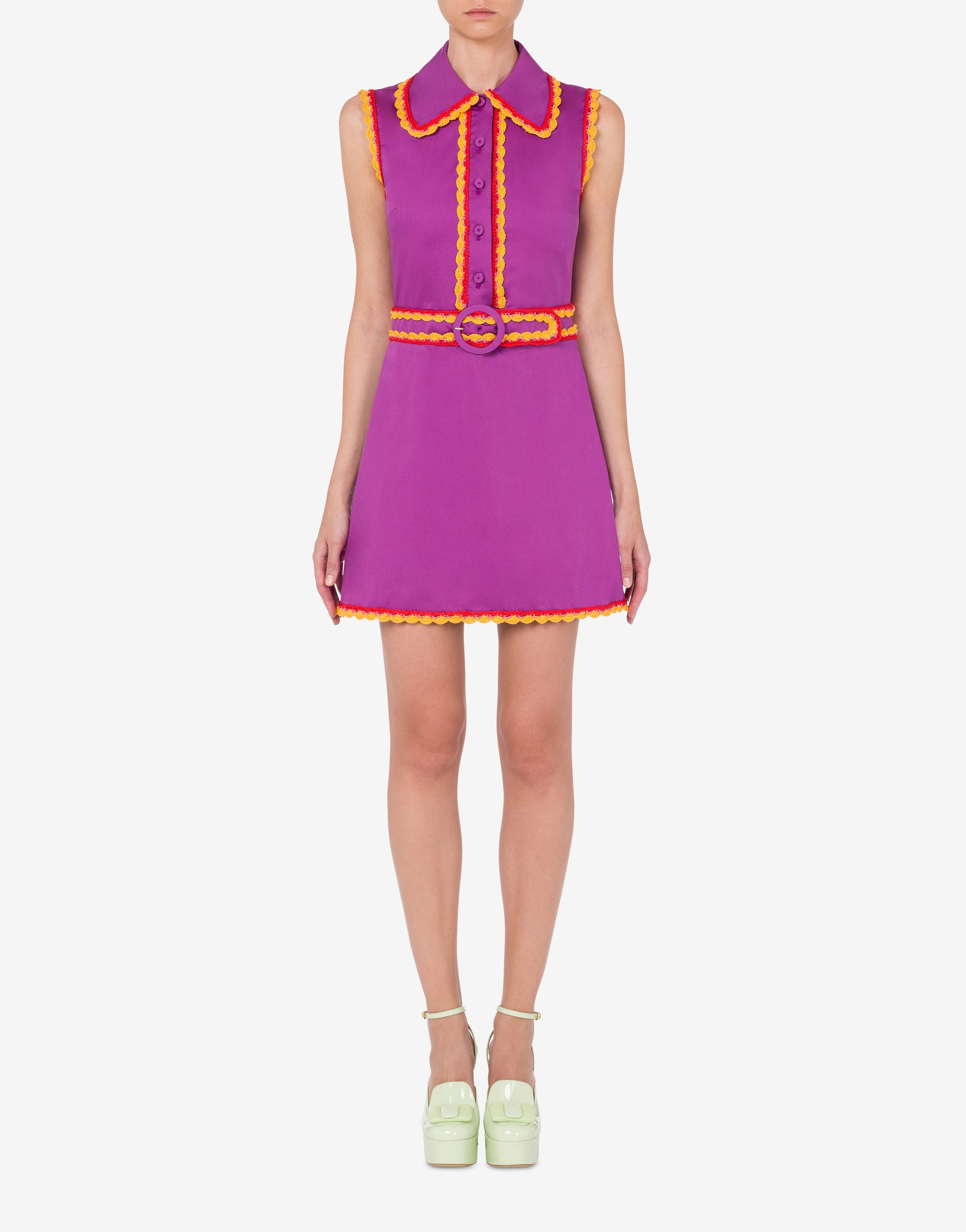 CROCHET DETAILS STRETCH POPLIN DRESS - 2