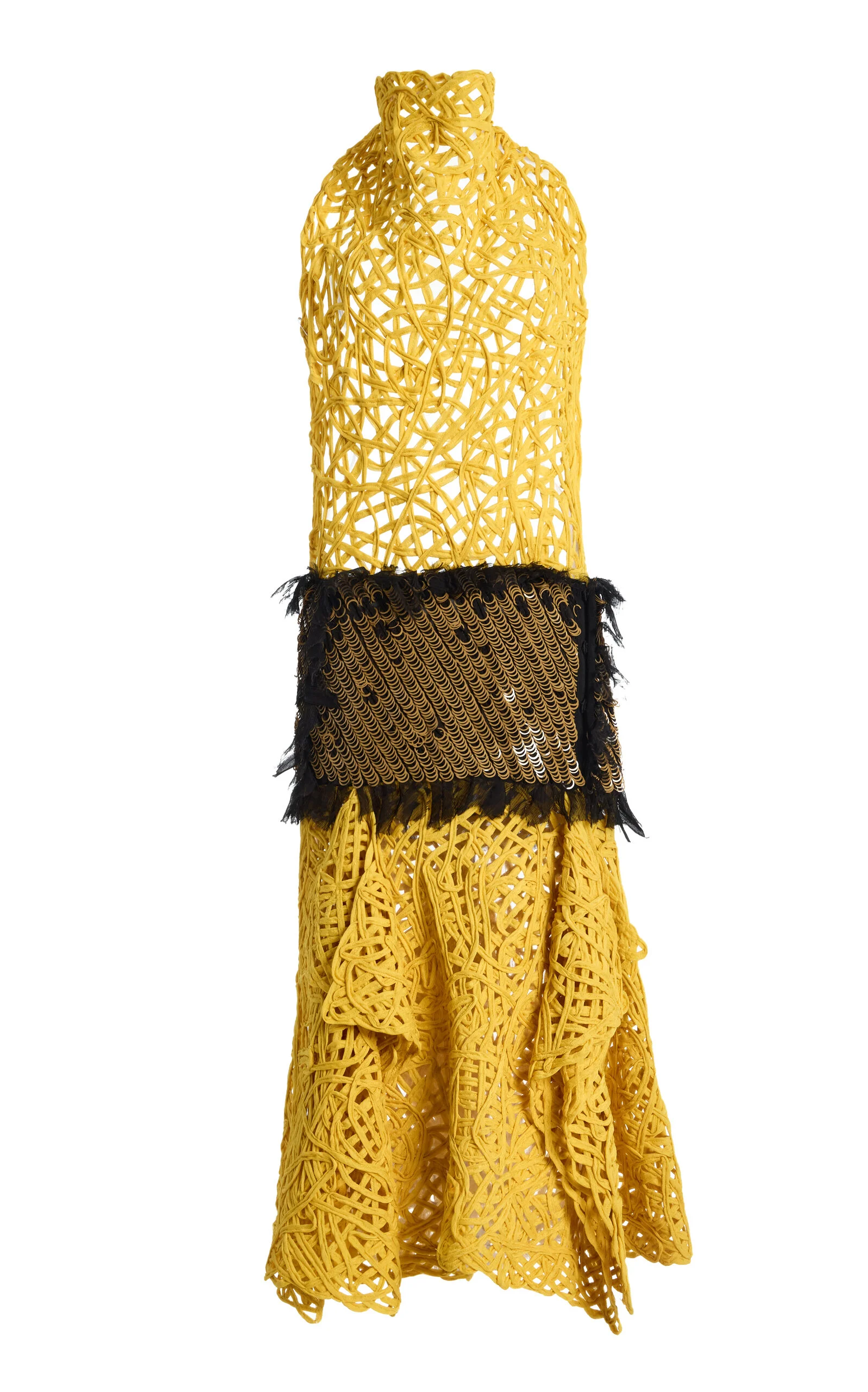 Exclusive Embroidered Midi Halter Dress yellow - 1