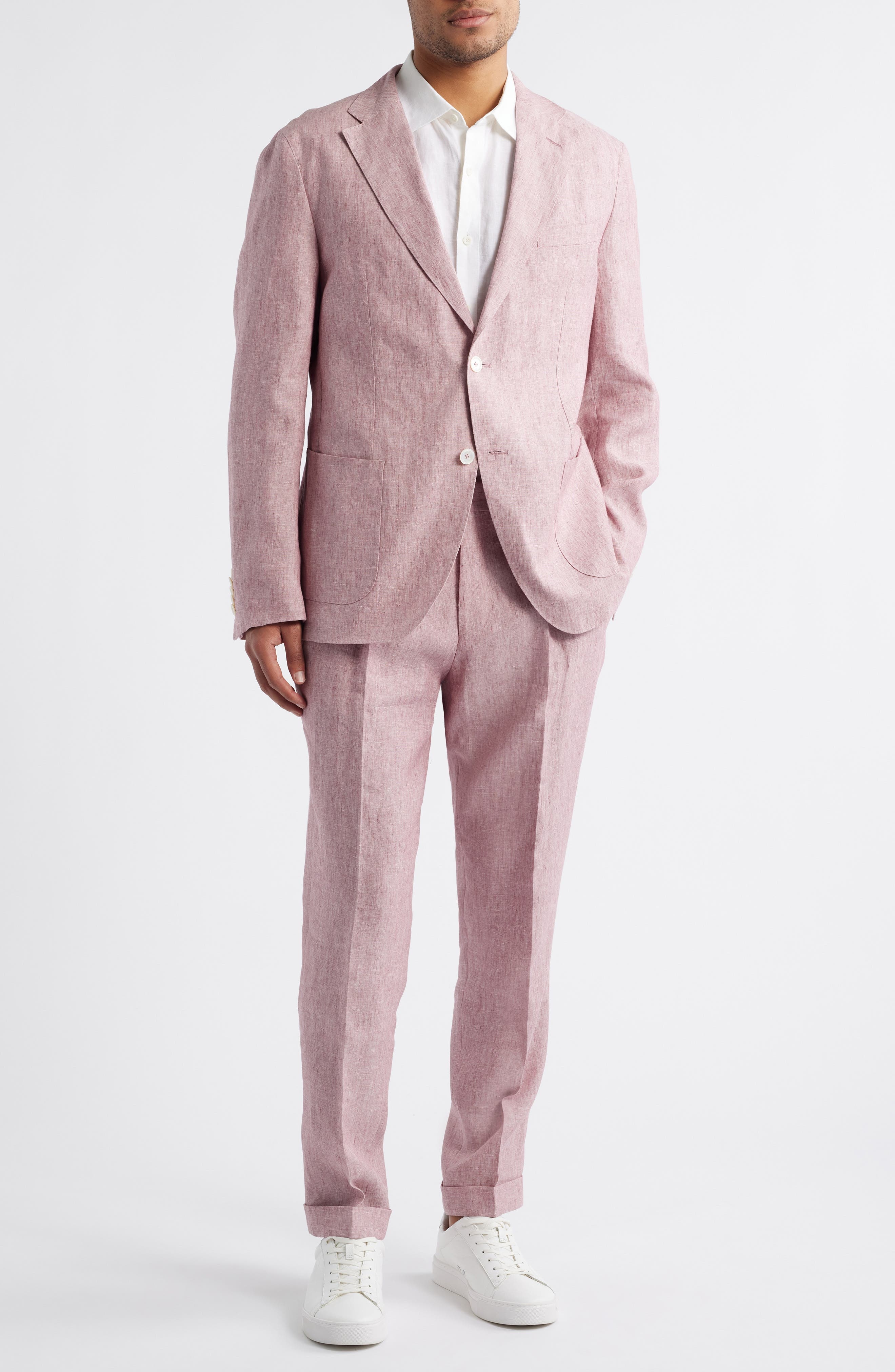 BOSS Heston Soft Linen Sport Coat in Dark Pink at Nordstrom - 7