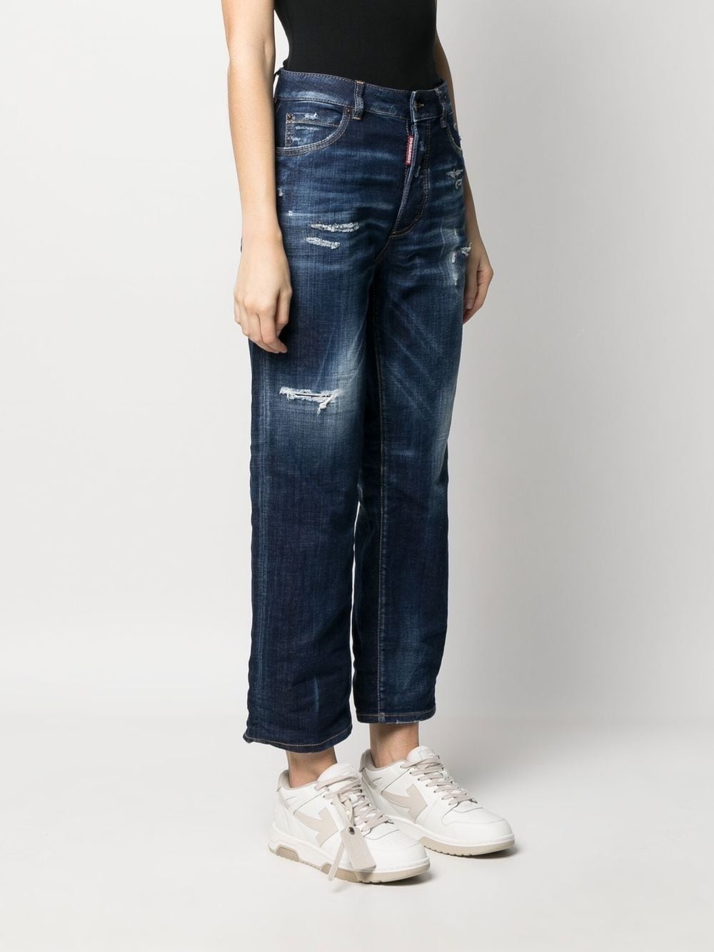 distressed cropped jeans - 3