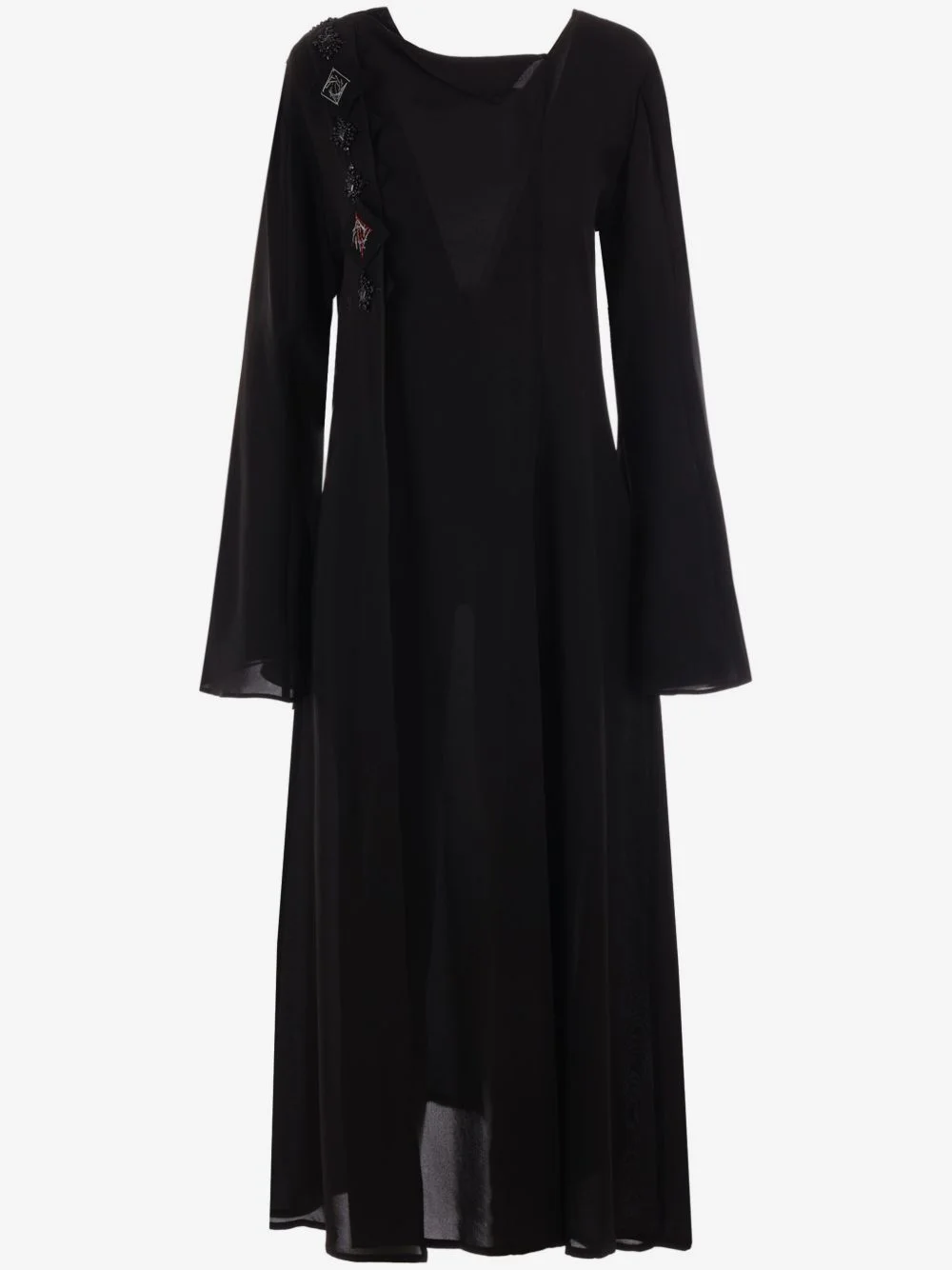 embroidered crede de chine dress - 1