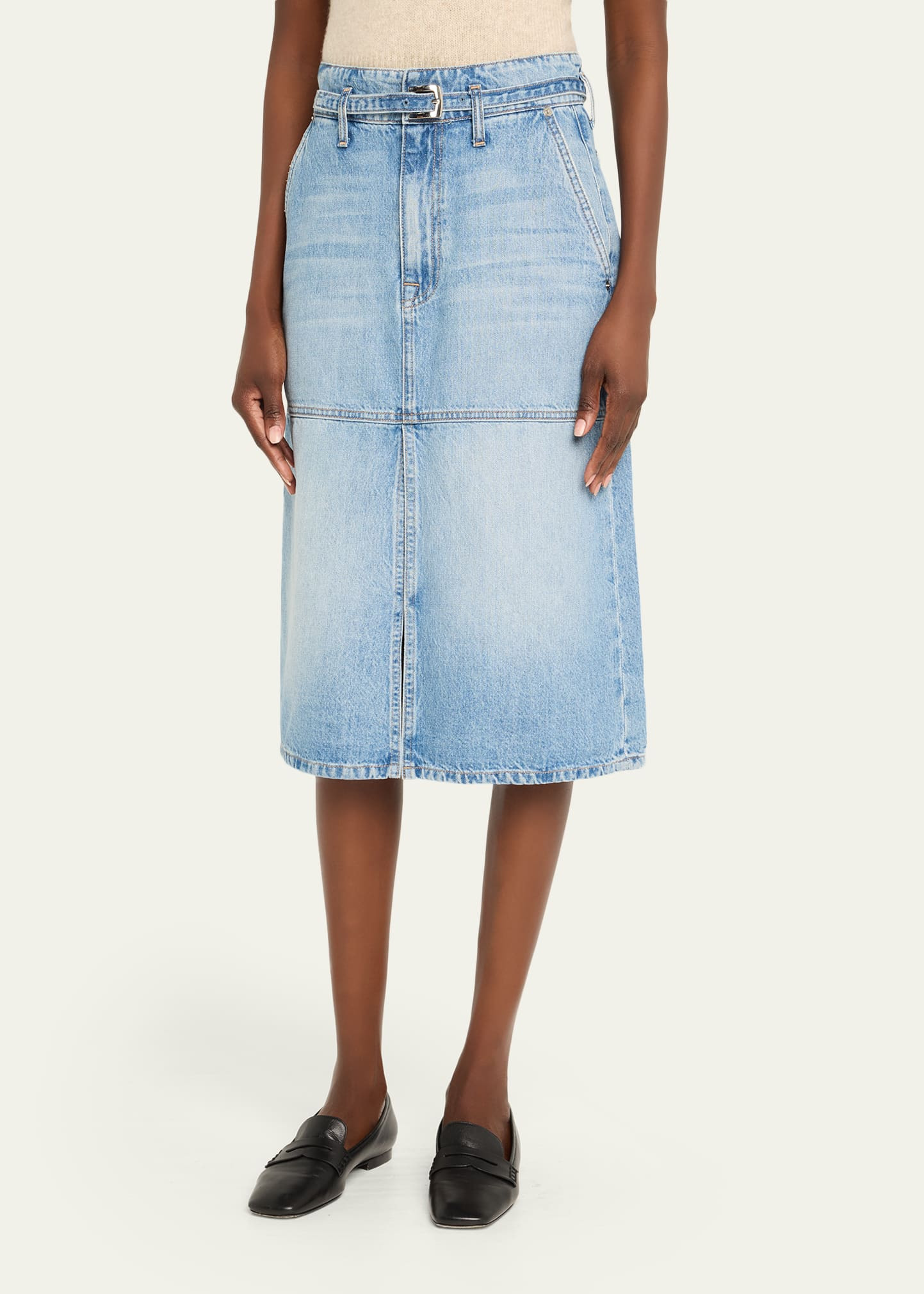 Cecilia Belted Denim Midi Skirt - 4