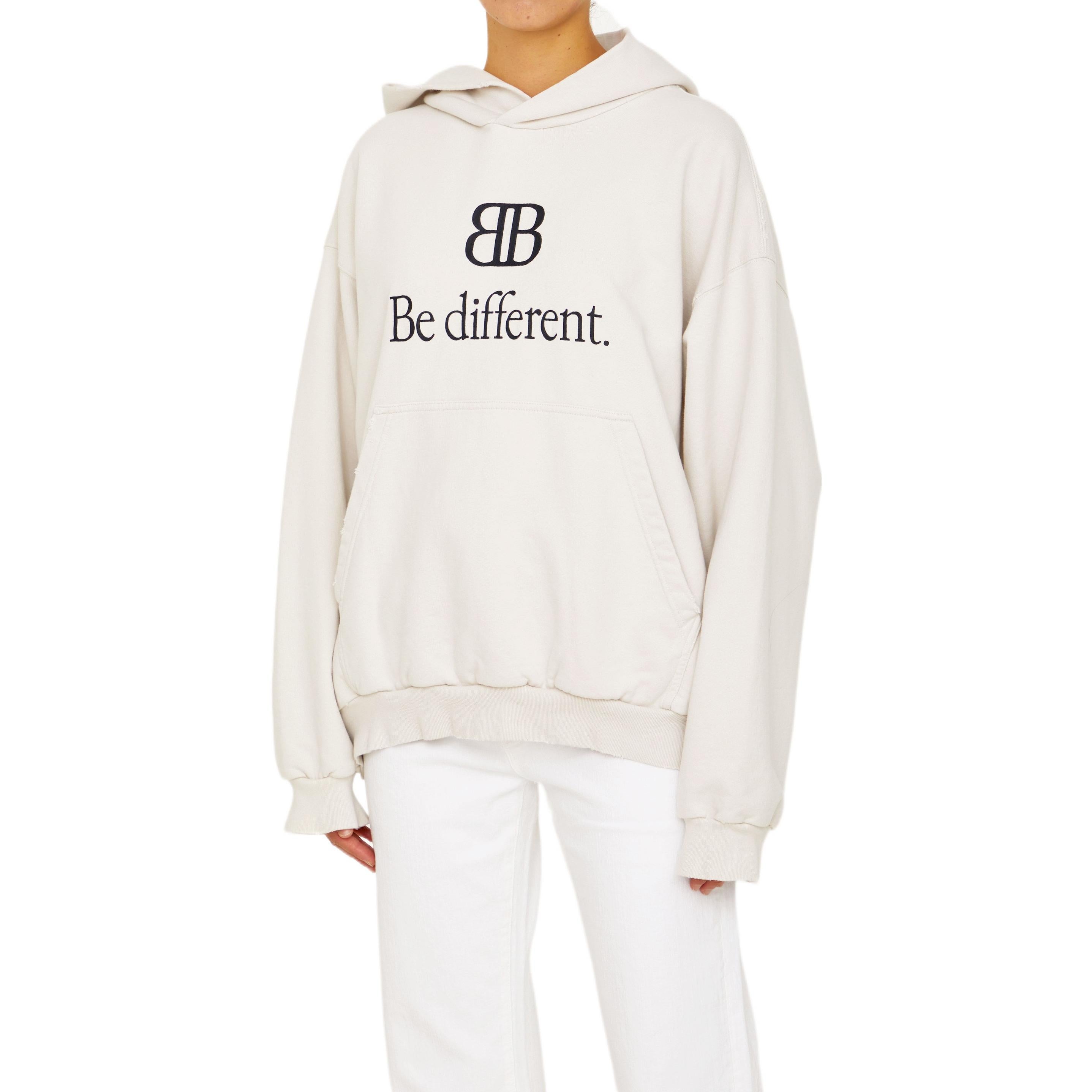 Balenciaga BB Be Different Popover Hoodie 'Ecru Black' 720426TNVB49784 - 3