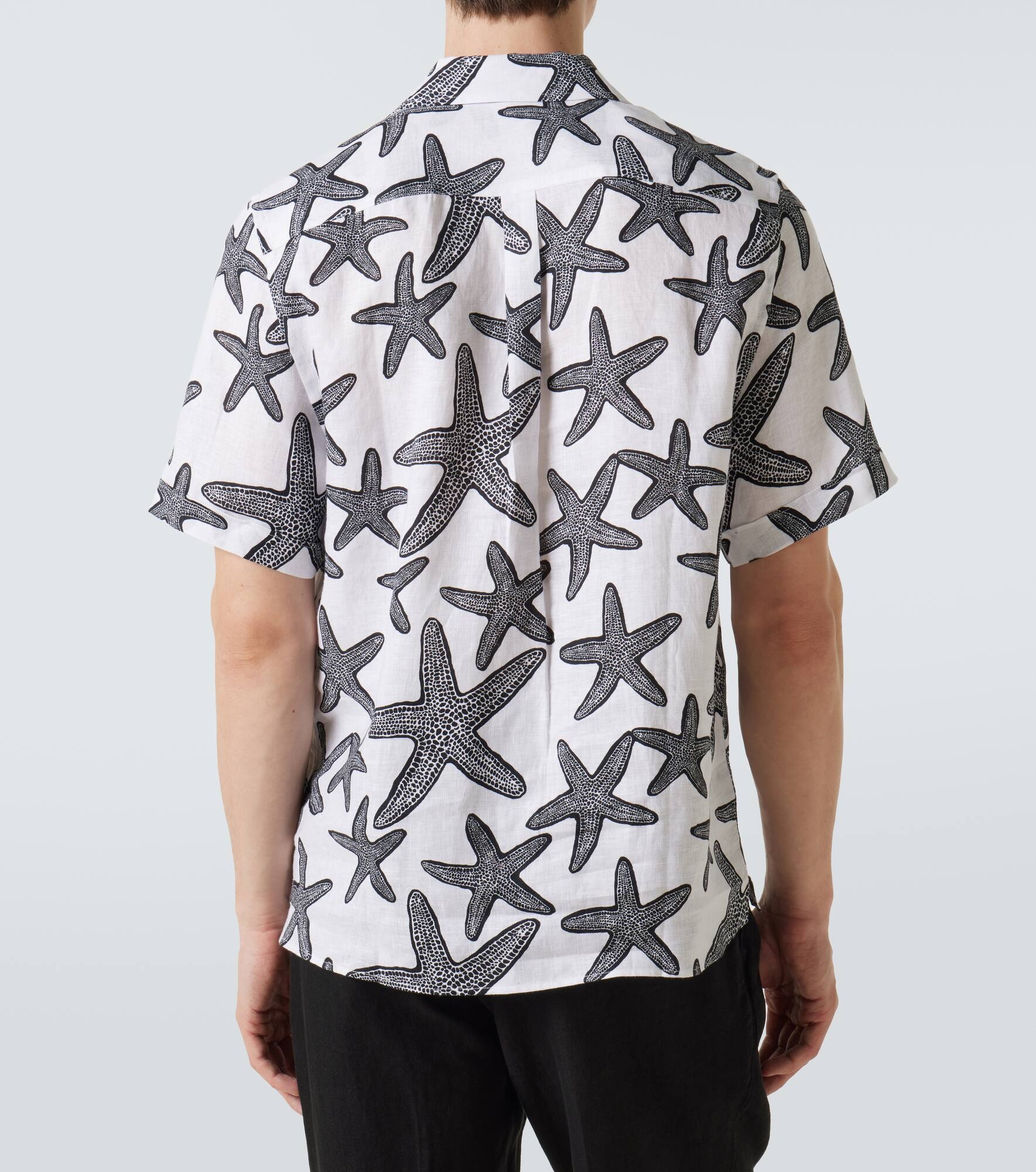 Printed linen bowling shirt - 4