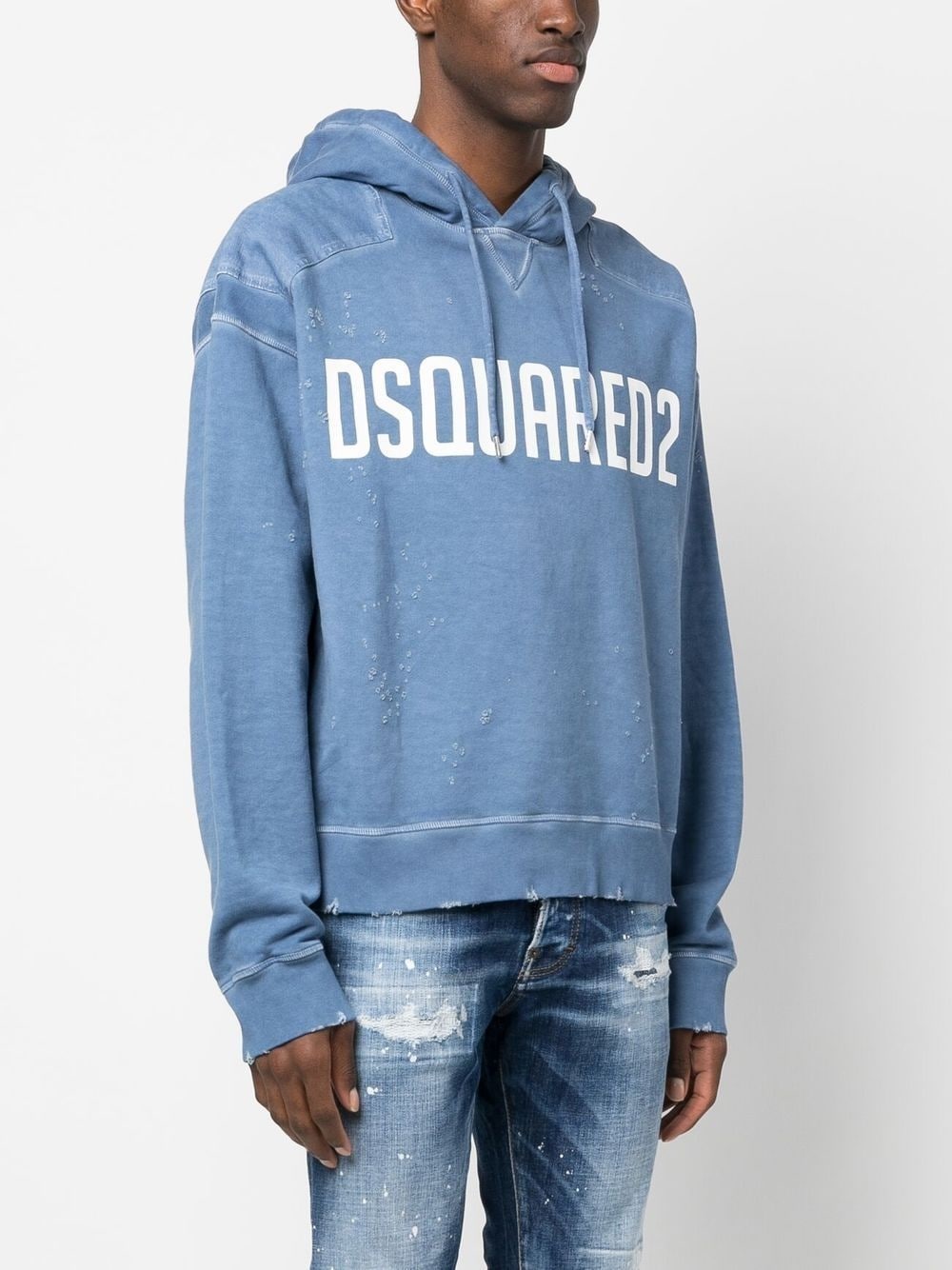 logo-print distressed hoodie - 3