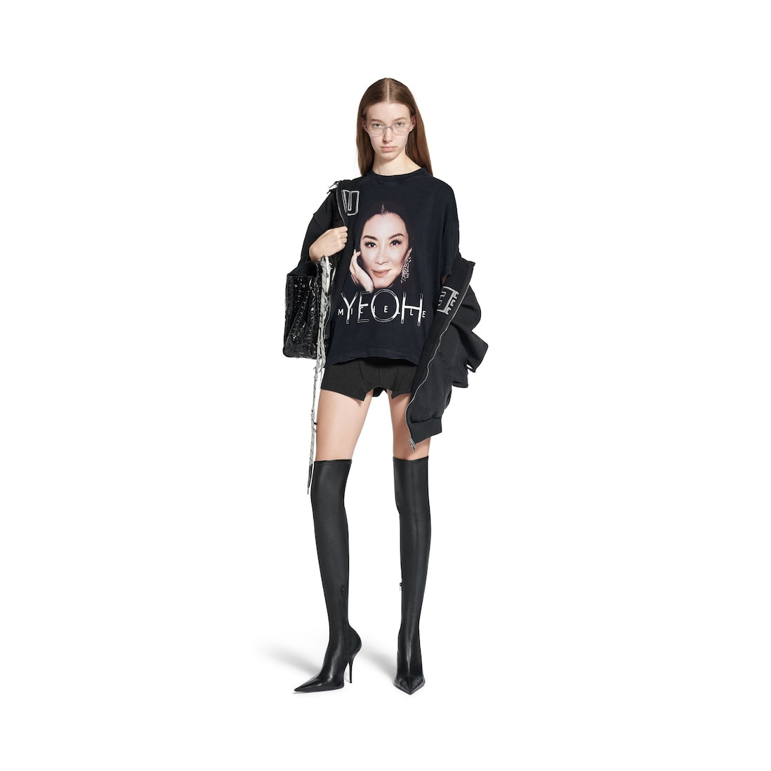 Michelle Boxy T-shirt in Black Faded - 4